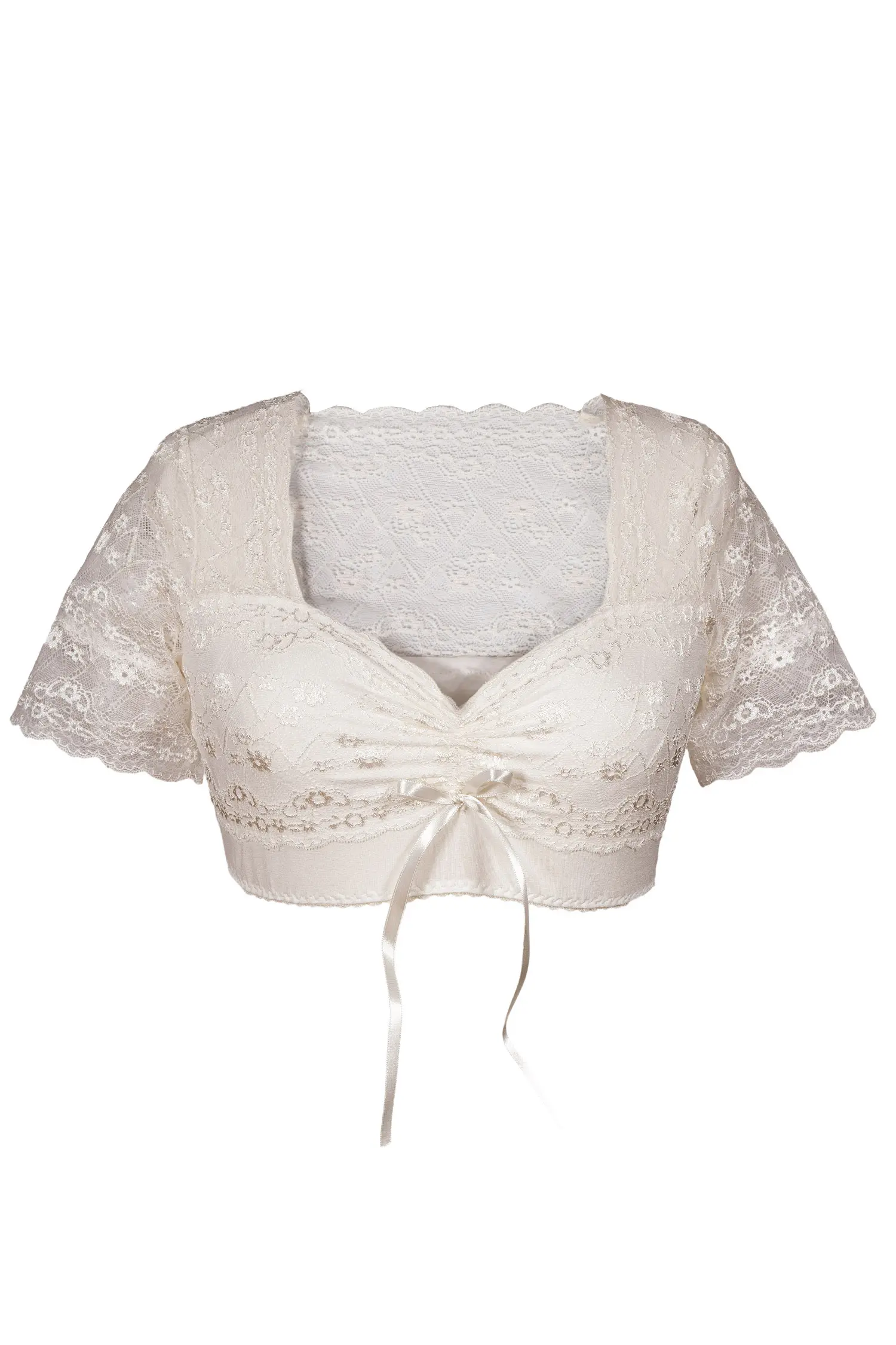 Dirndlbluse aus Spitze in creme mit Stretch frei