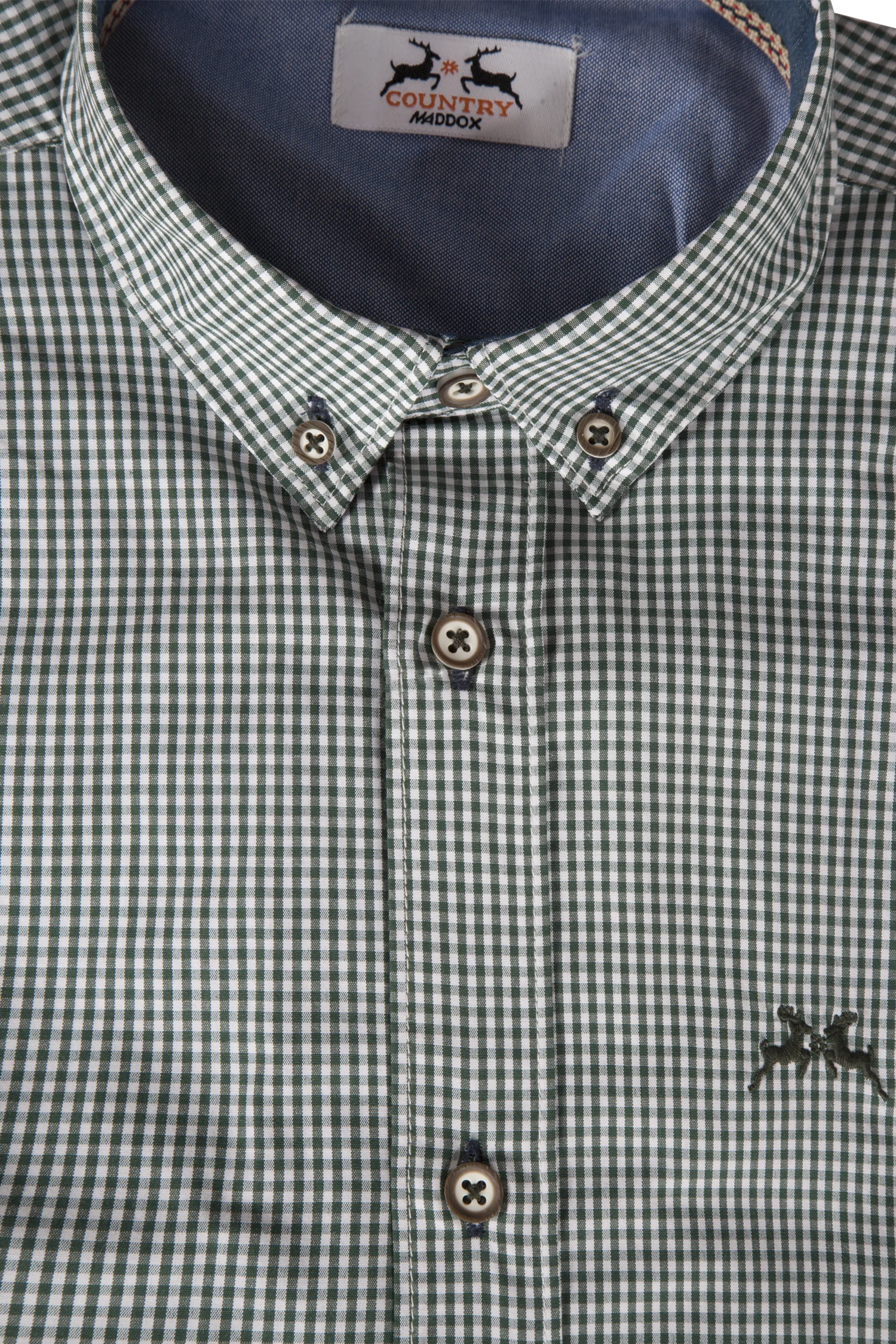 Trachtenhemd in grün/weiß kariert - Detail Knöpfe