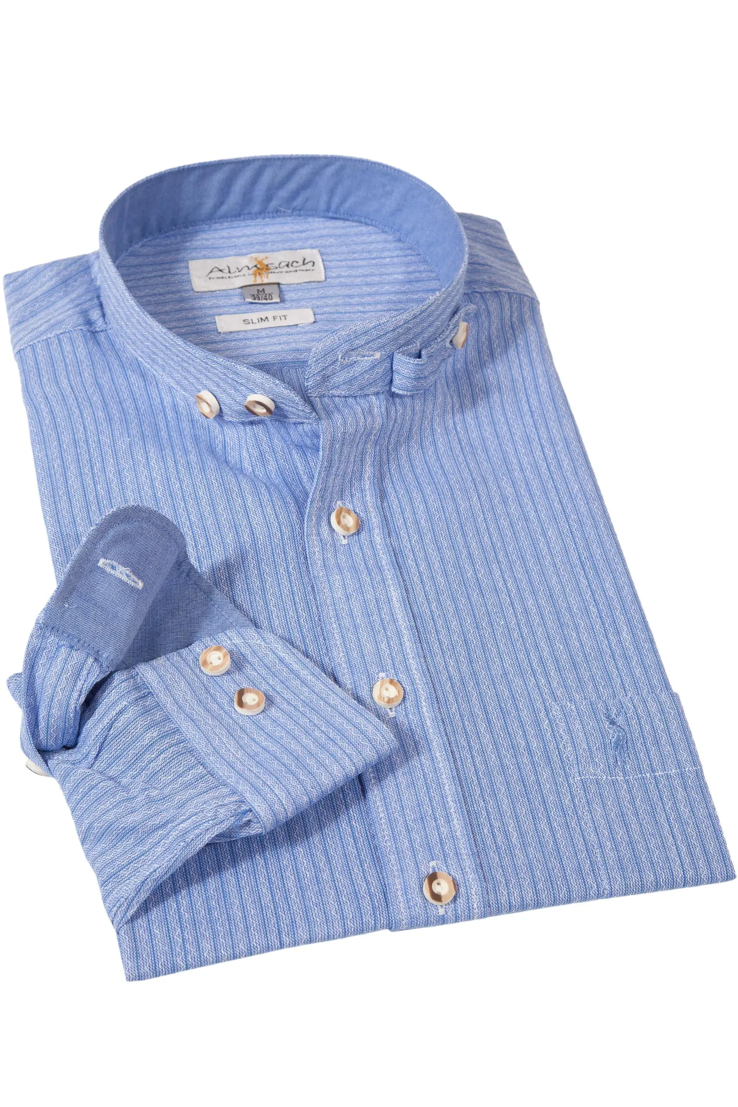 Trachtenhemd Retro Blau Streifen 