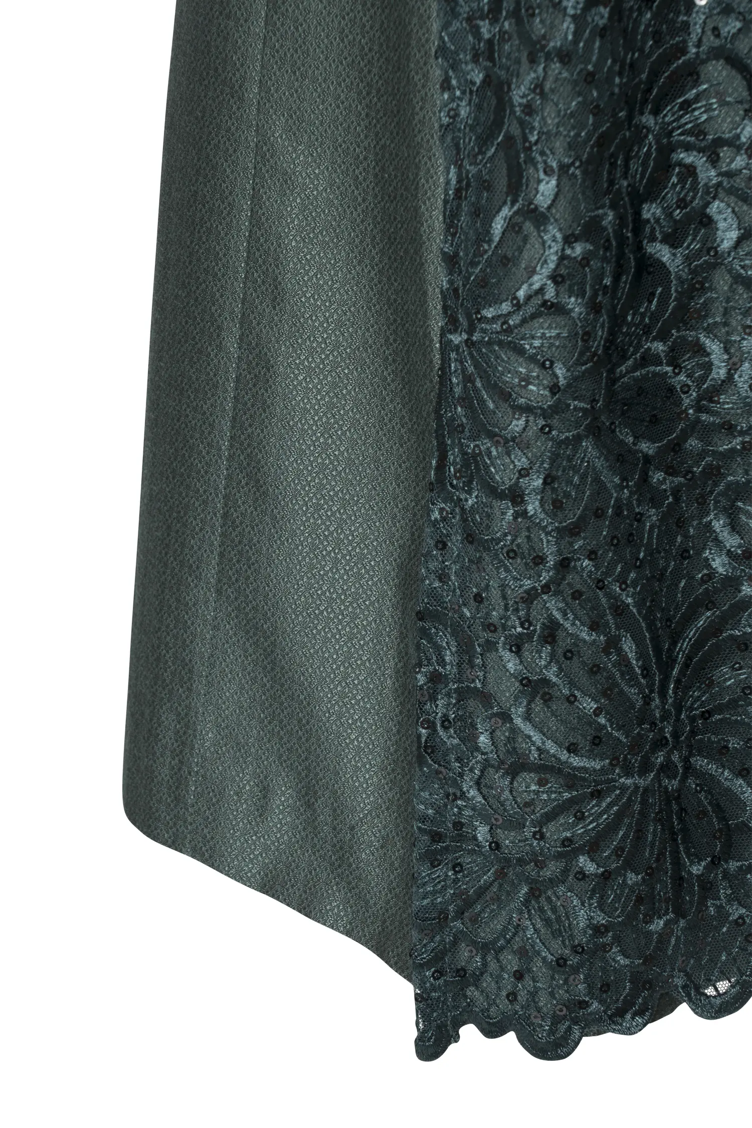 3096-0108-gn7-23-07-28-00695 Dirndl Nadescha in dunkelgrün mit Glitzerschürze - Detail Rock