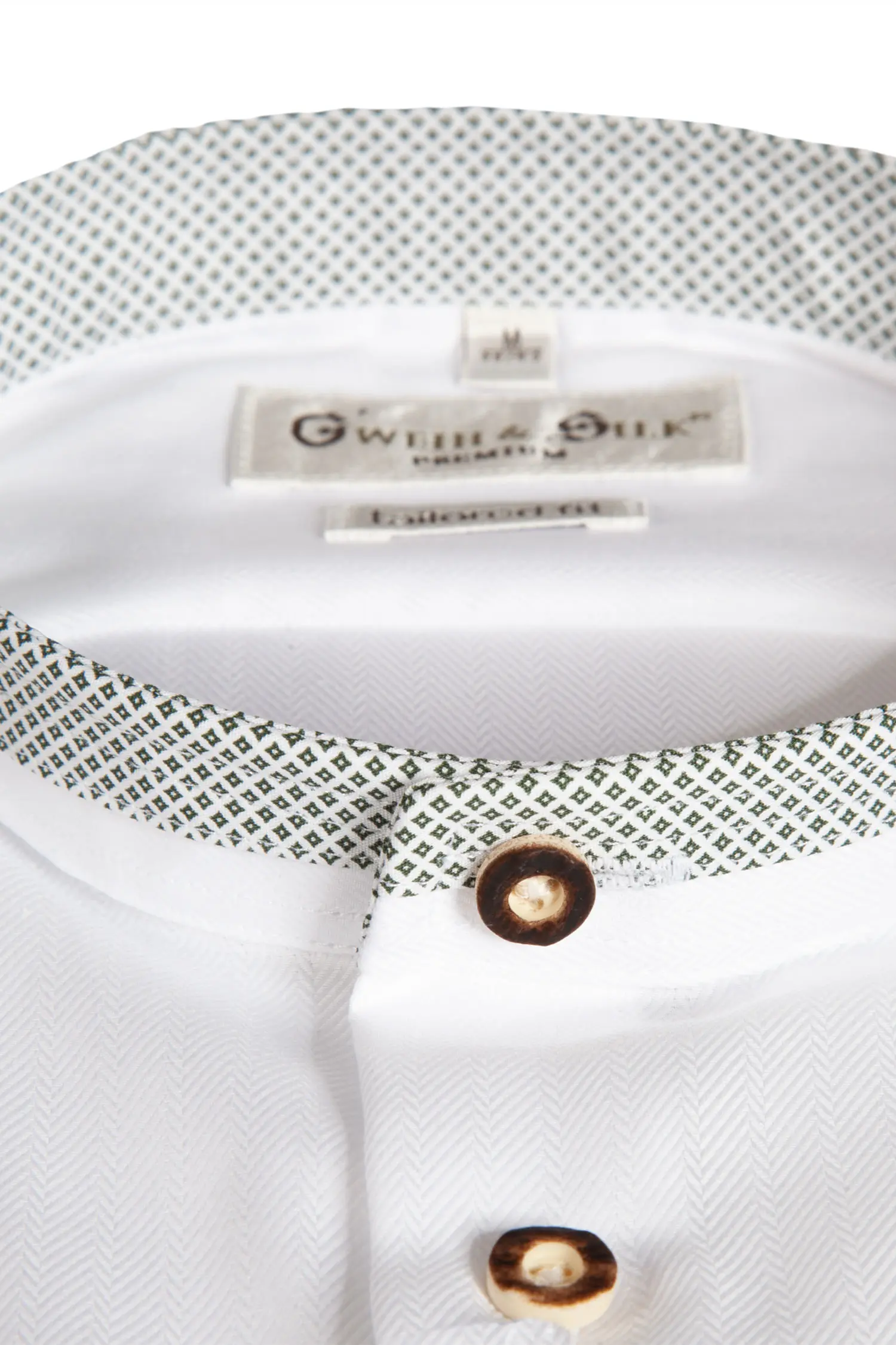 Trachtenhemd Mondsee in weiß - Detail Kragen