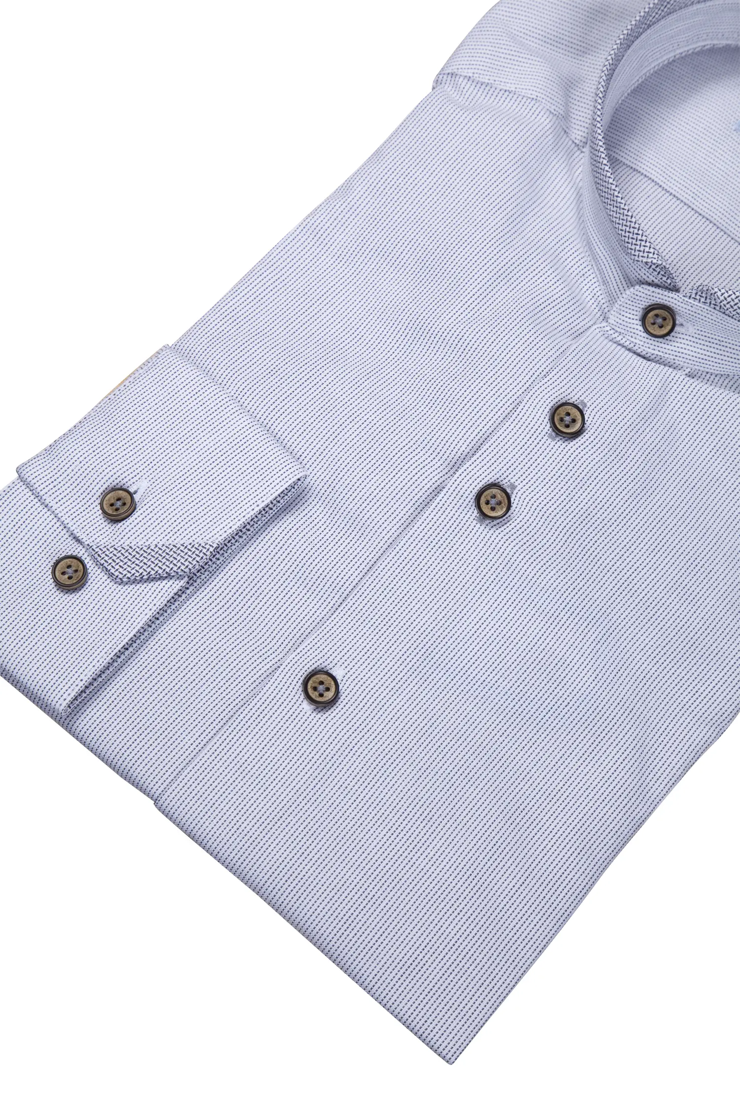 Trachtenhemd weiß / grau - Detail Ärmel