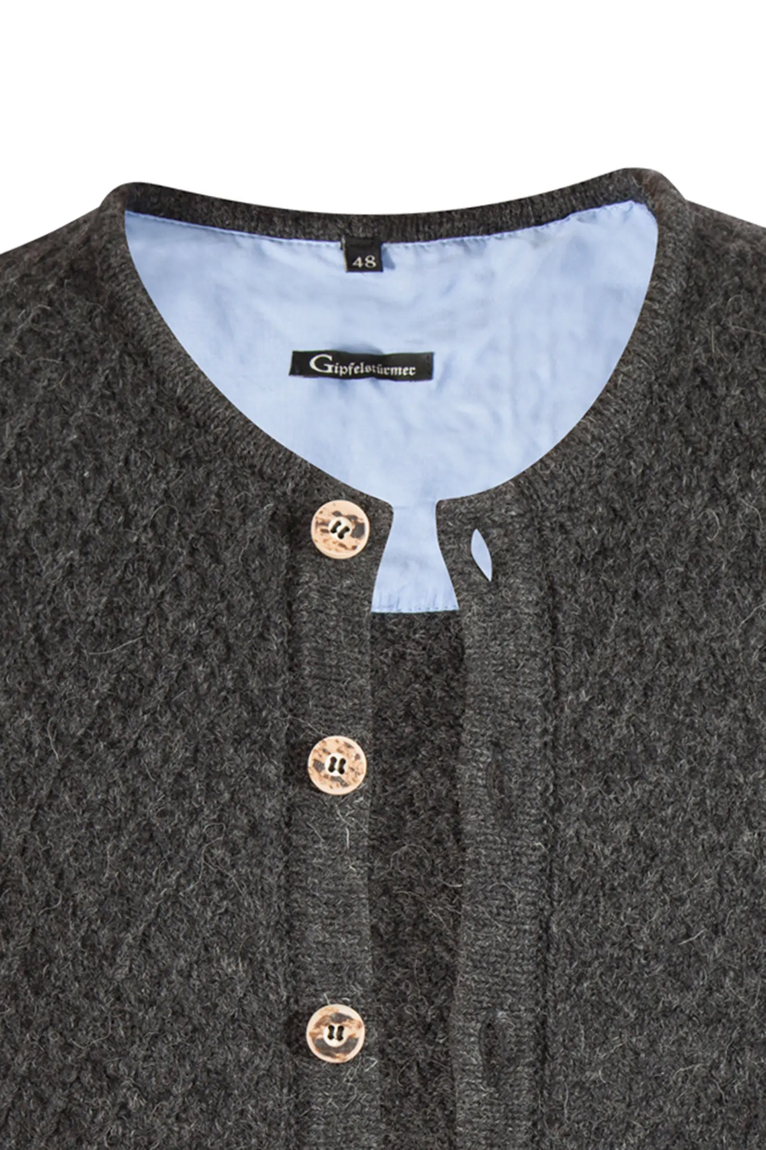 1220-1047-AN7-23-05-d7060b Strickjacke von Gipfelstürmer in anthrazit - Detail Knöpfe