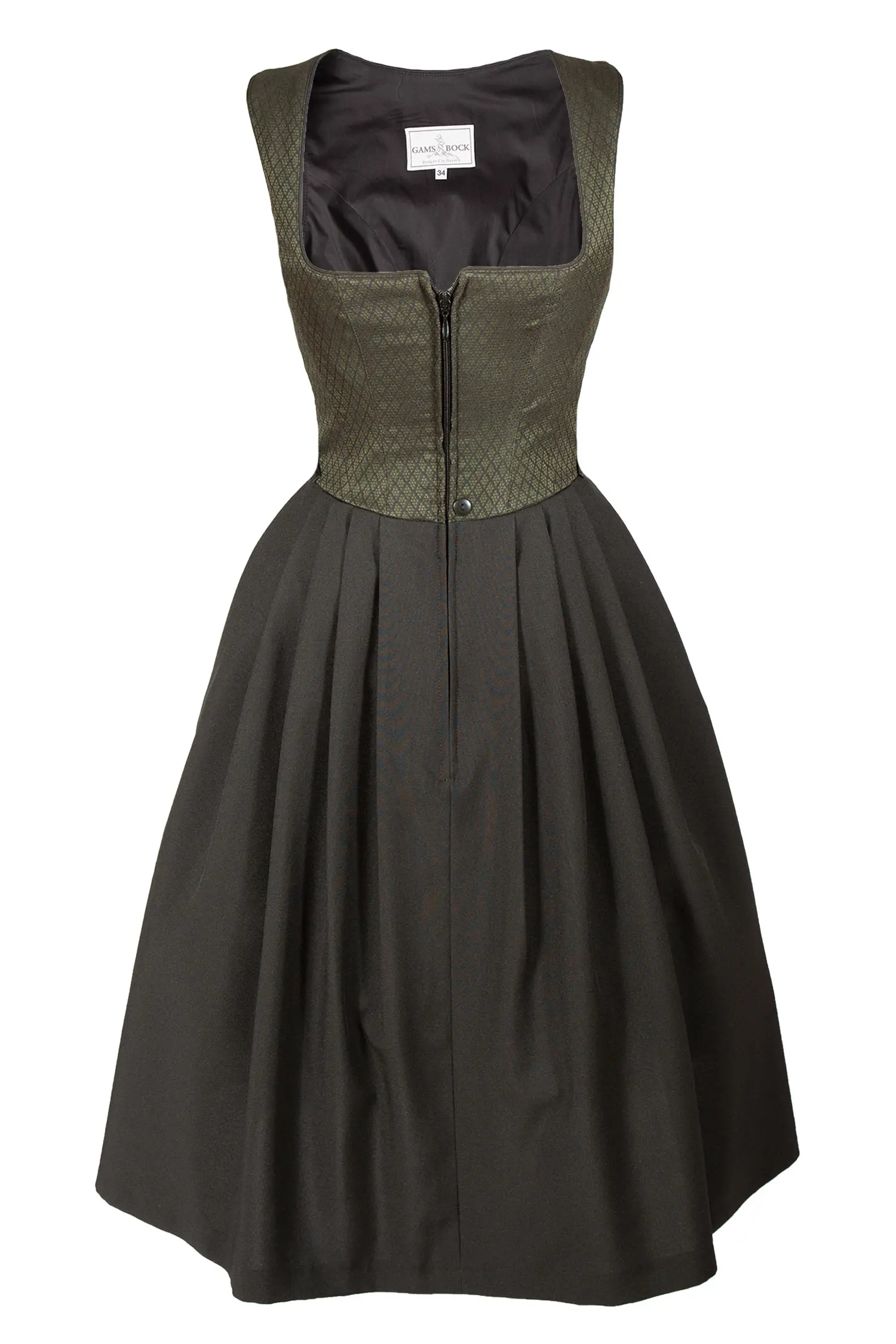 Bequemes Dirndl in schwarz / oliv mit Schimmer-Mieder