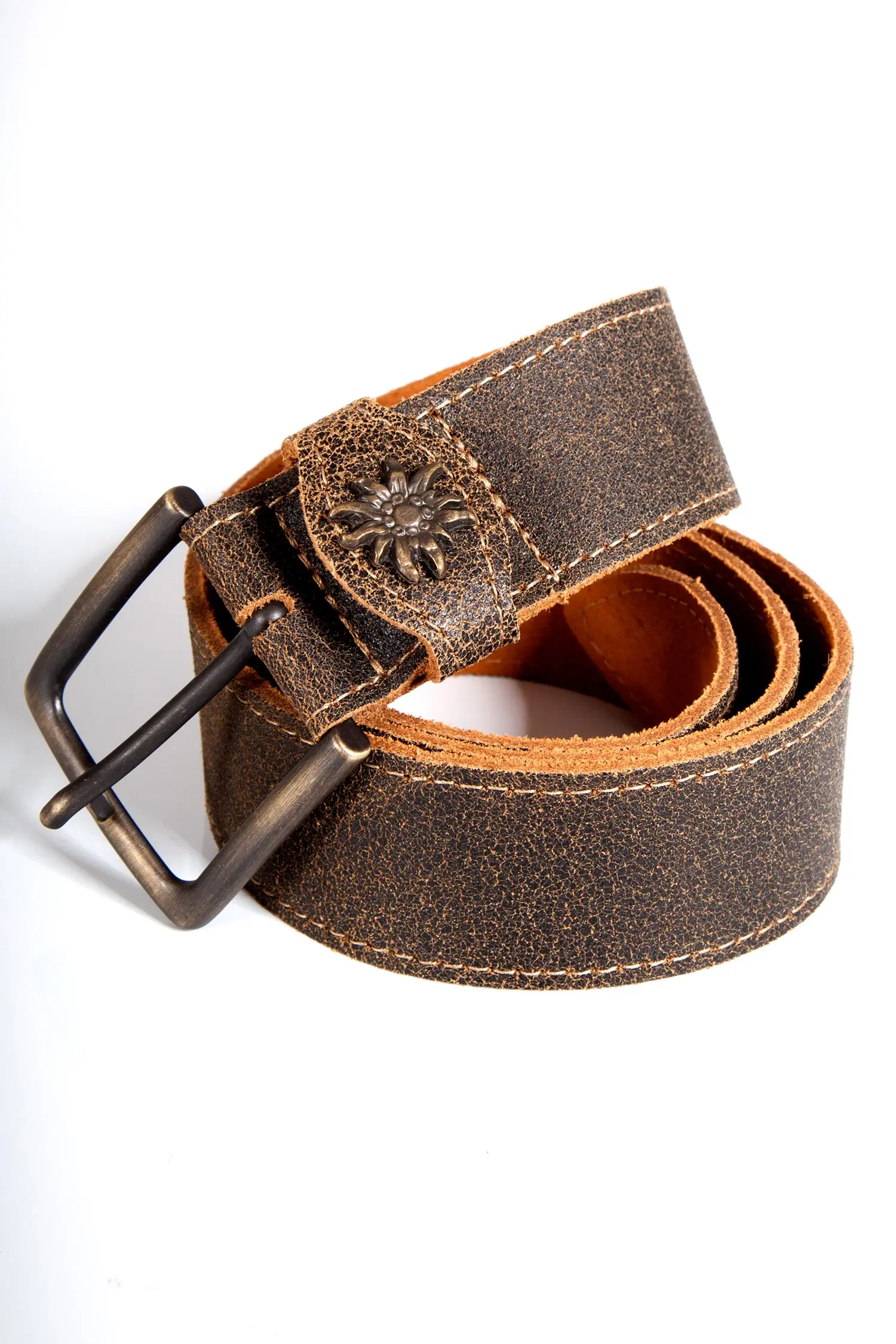 Herren Trachtengürtel in braun meliert