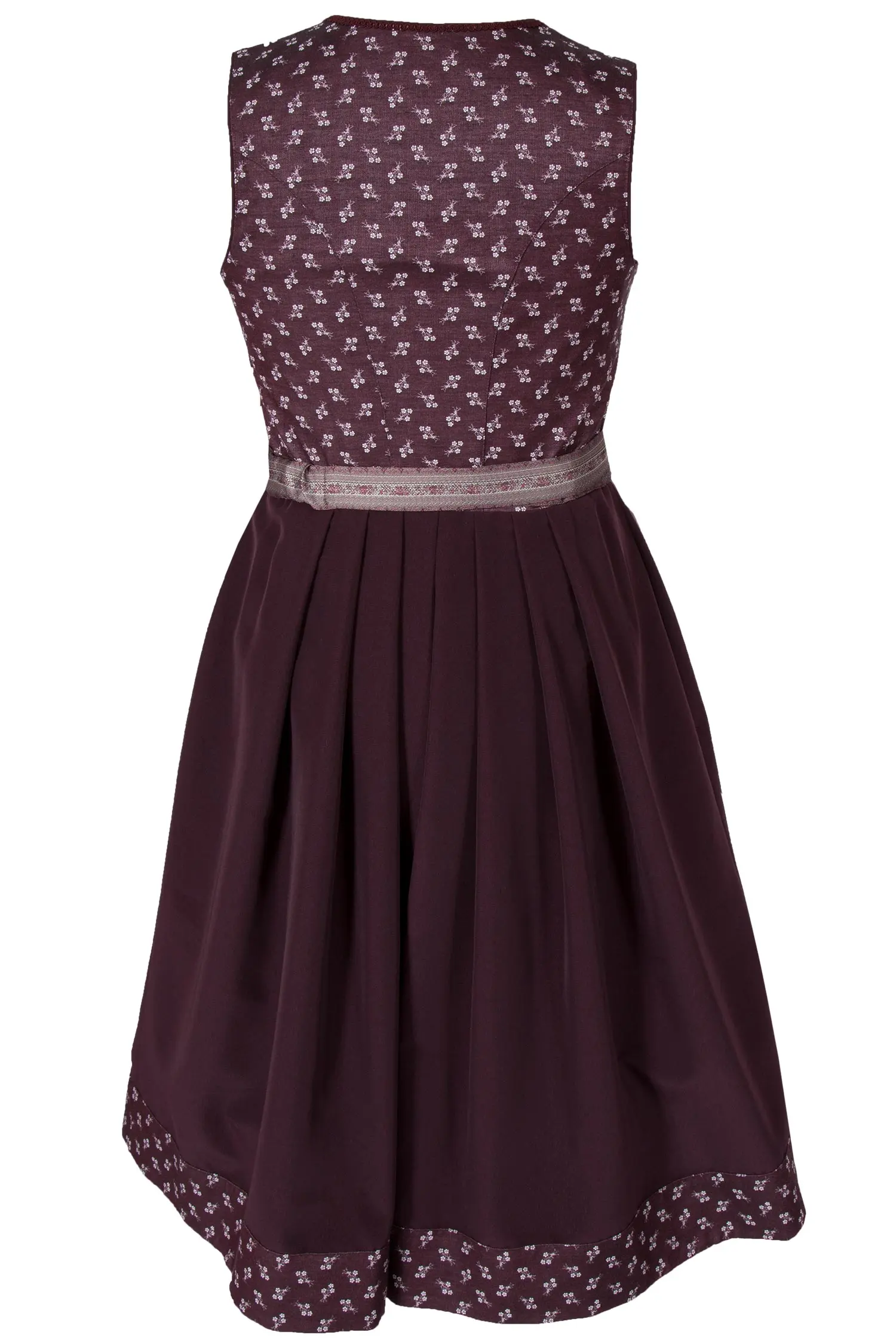 Midi Dirndl in burgund mit Reißverschluss XXL hinten