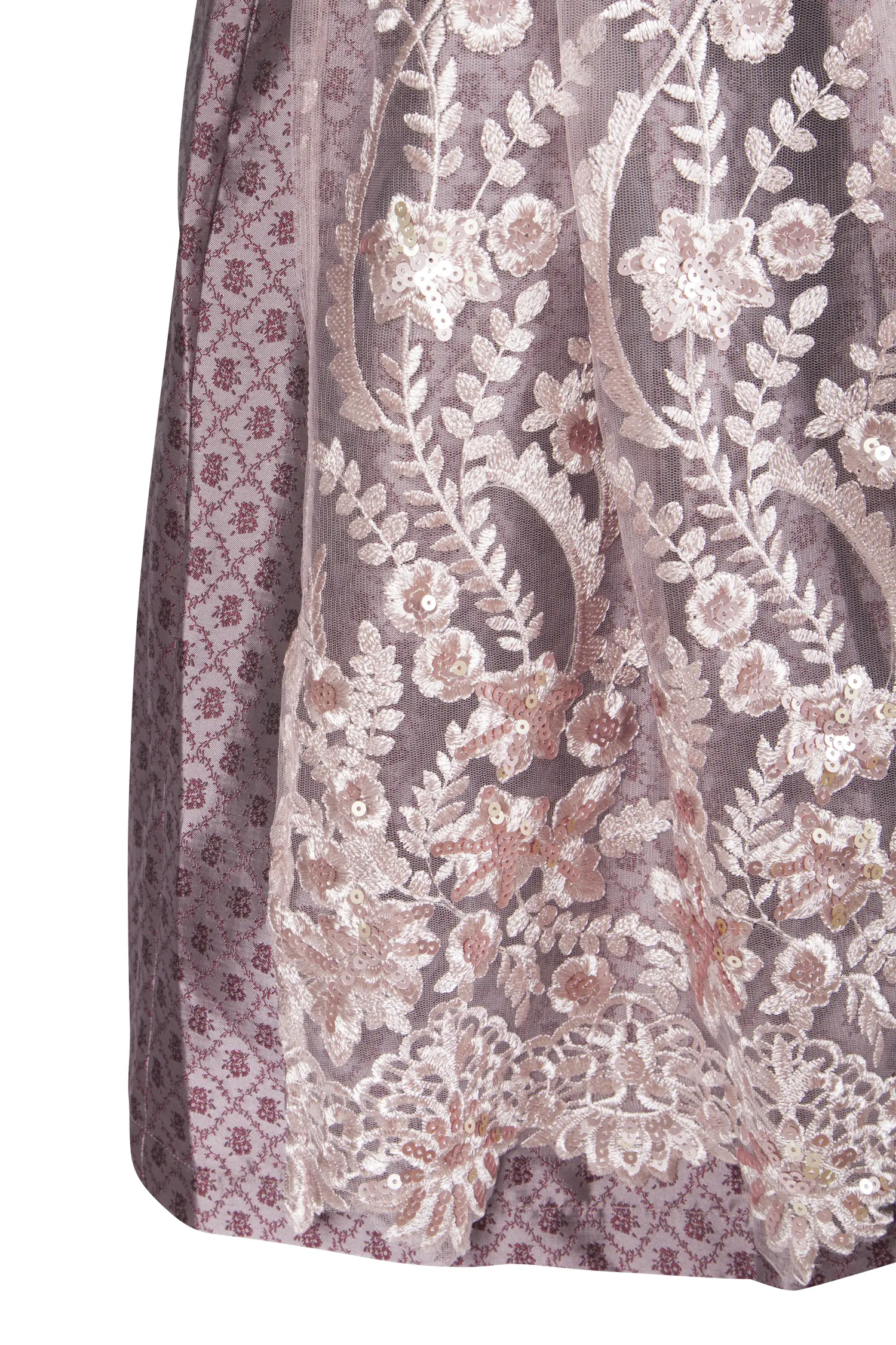 Dirndl Palina in bordeaux / rosa - Detail Schürze