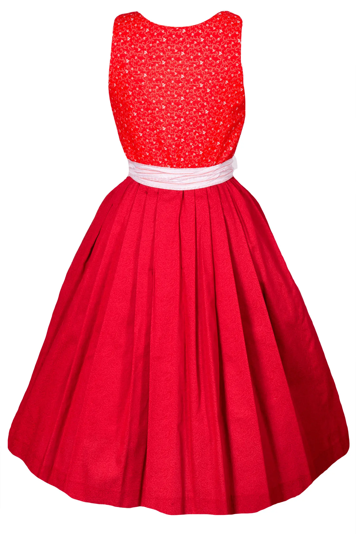 limitiertes Dirndl in rot mit traditioneller Schürze - Rückansicht