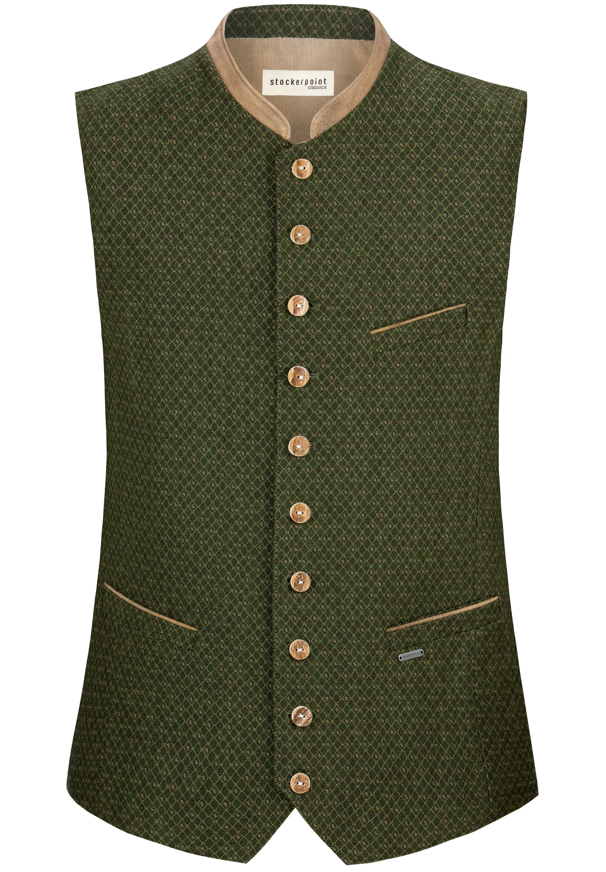 Trachtenweste Dolfo von Gamsbock in Dunkelgrün Trachtenweste grün beige