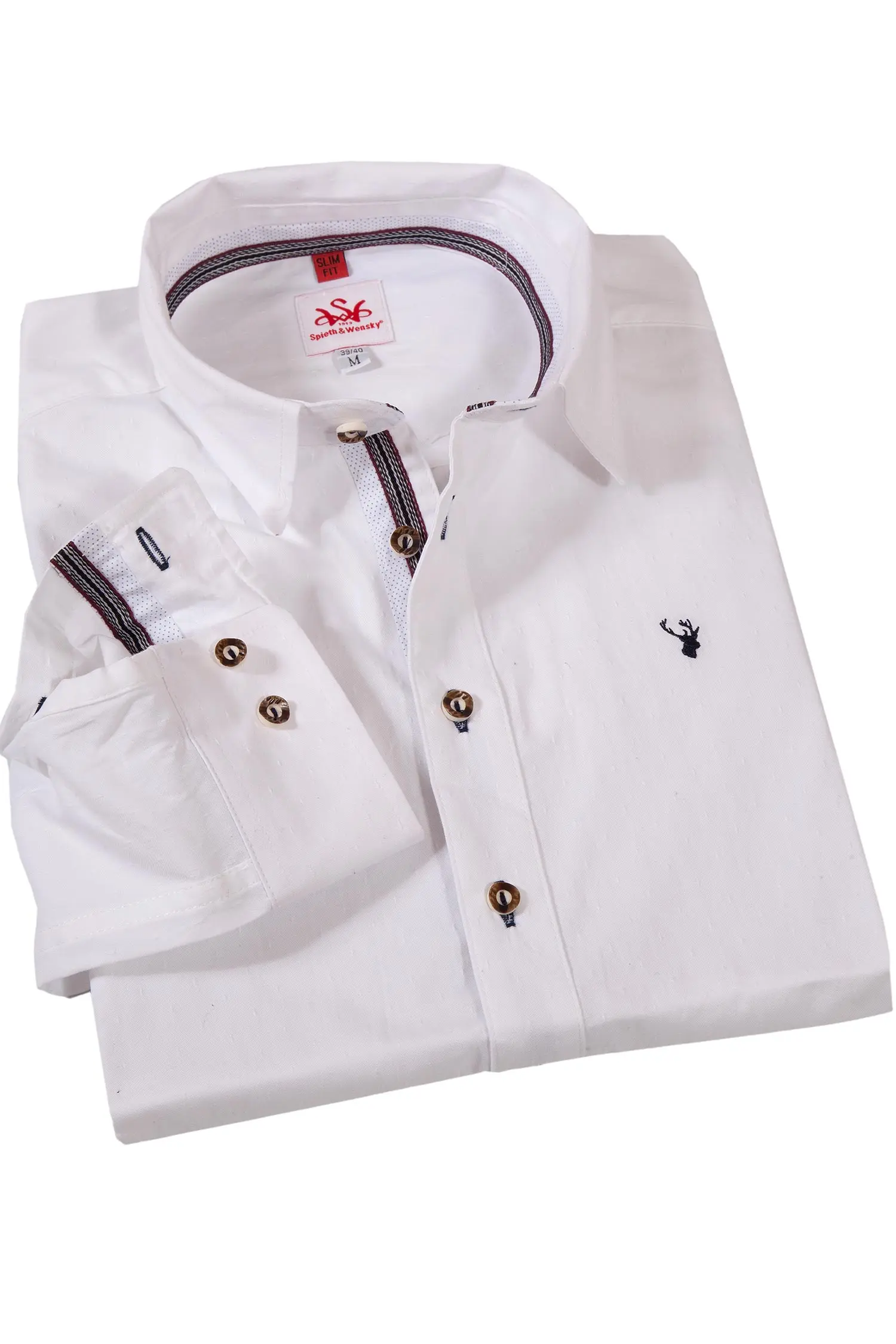 edles Trachtenhemd in weiß aus Baumwolljaquard