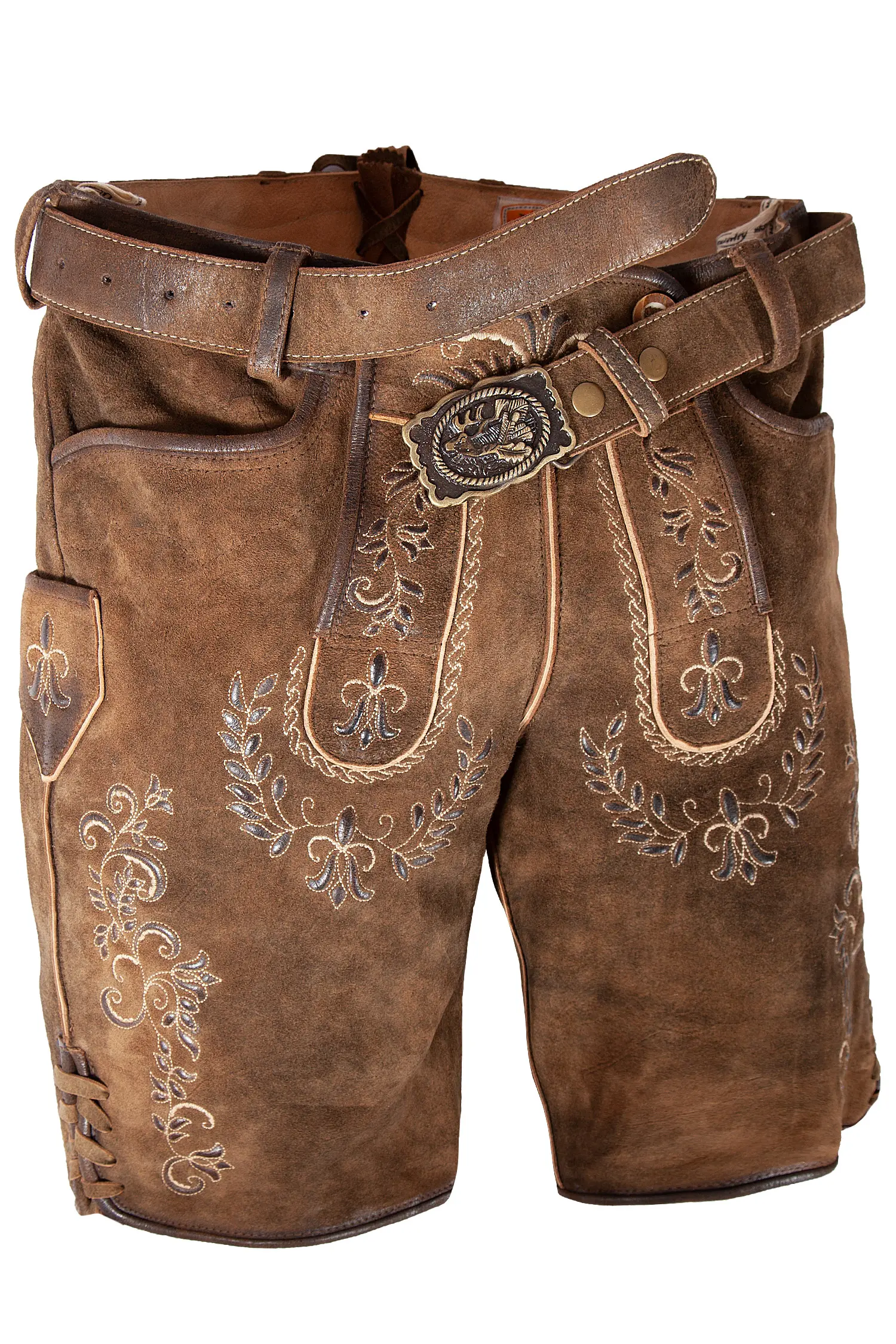 1602-0417-3na-22-08l-2556 Lederhose kurz mit besonderer Stickerei