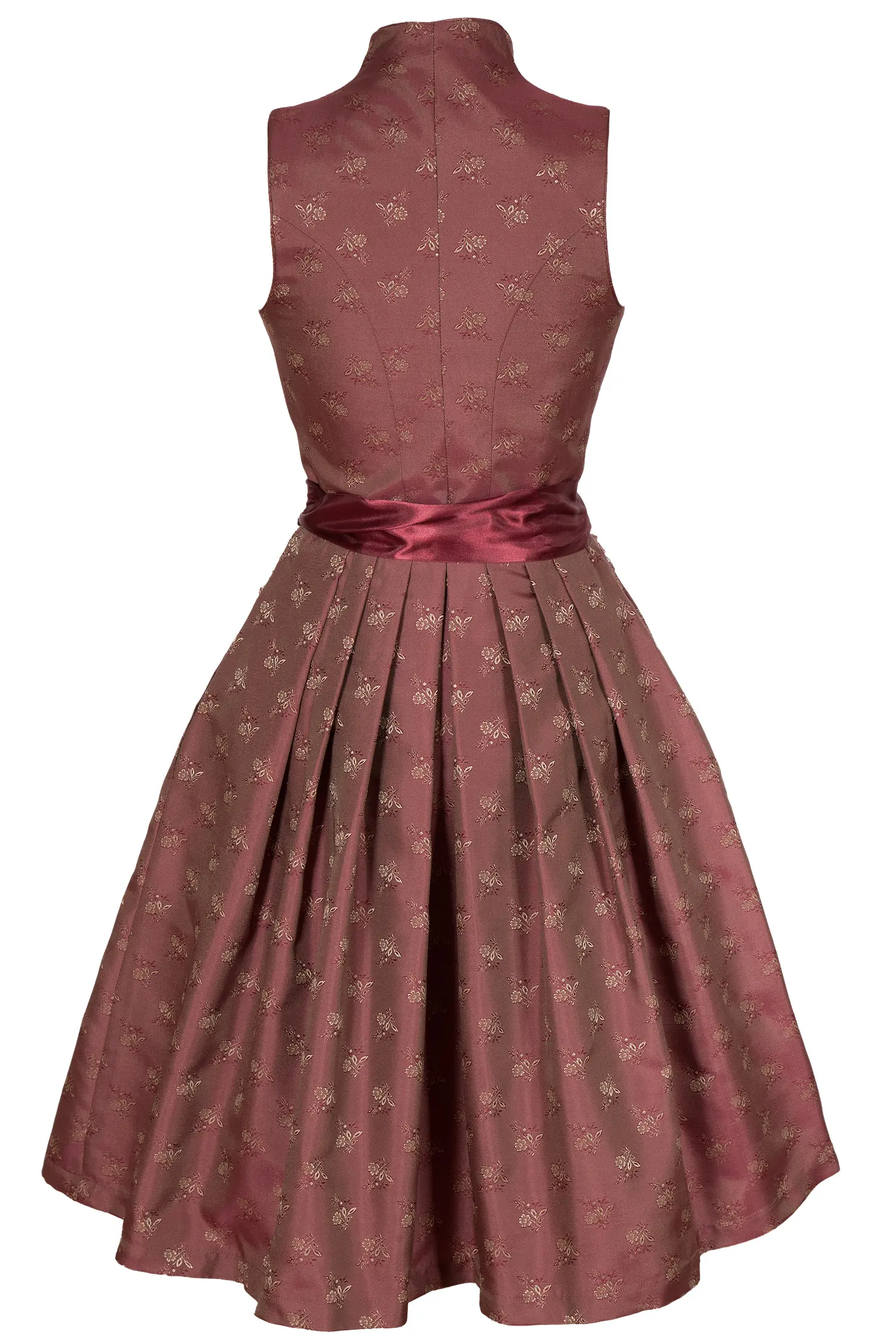 Tramontana Dirndl in bordeaux mit Spitzenschürze hinten