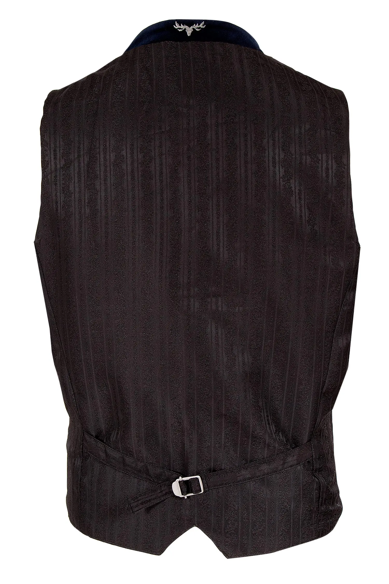 Trachtenweste aus Loden in hellgrau und dunkelblau hinten