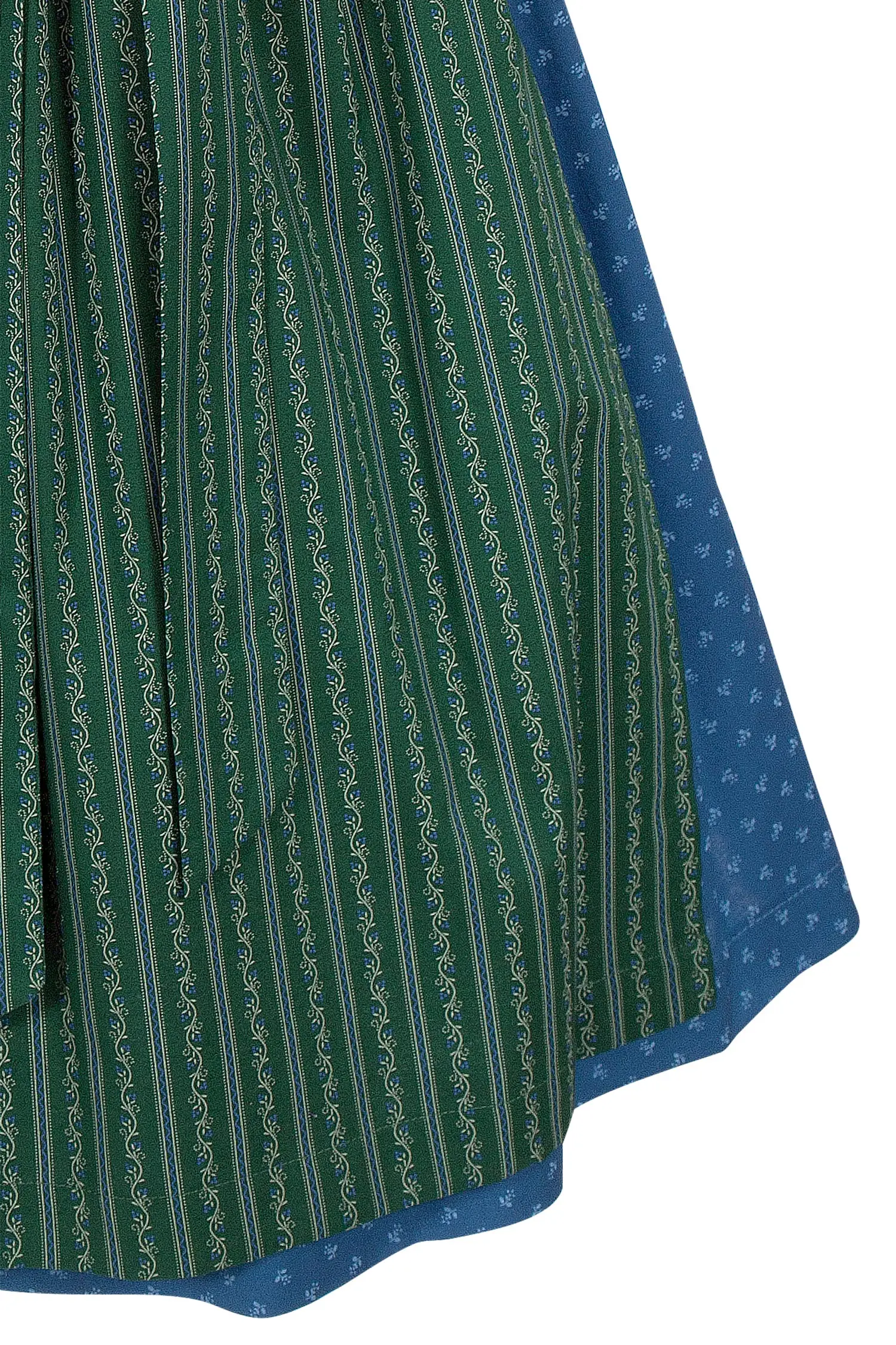 Midi Dirndl aus Baumwolle in blau und dunkelgrün XXl Schürze