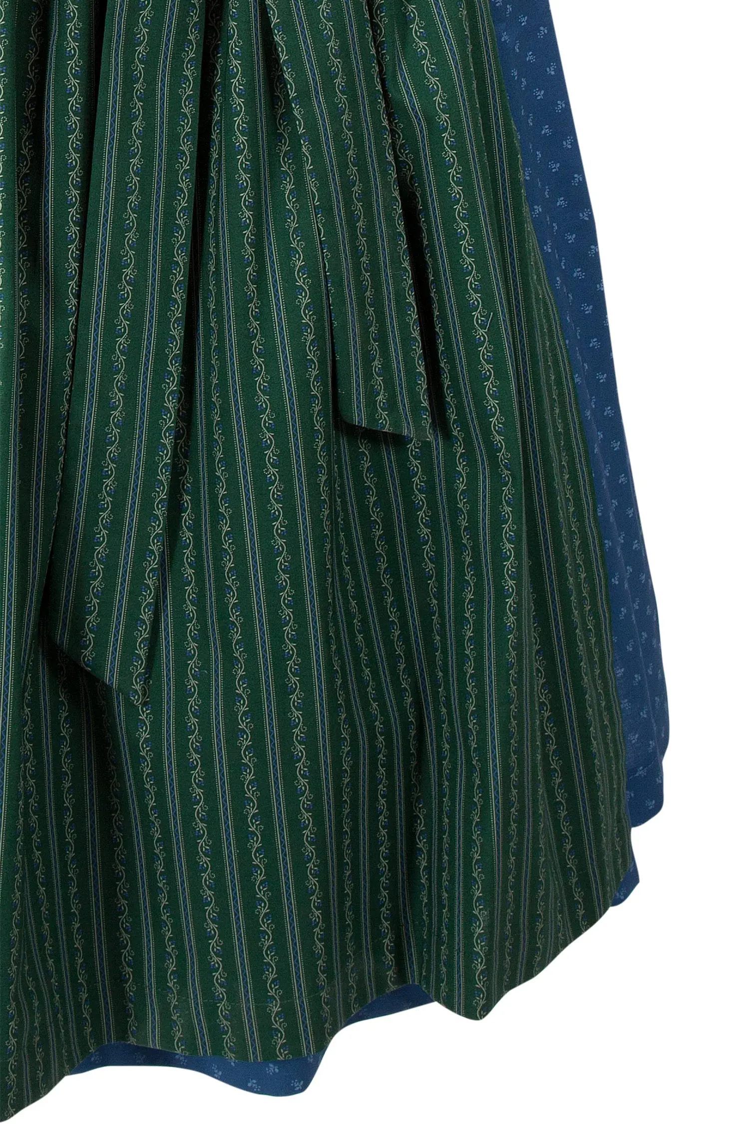 Midi Dirndl aus Baumwolle in blau und dunkelgrün Detail