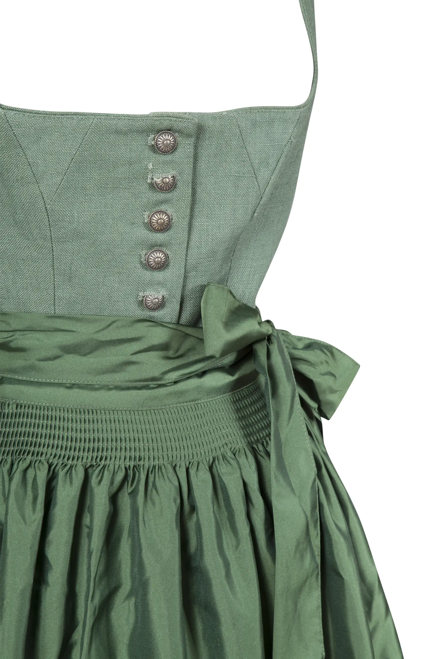 Dirndl Zelig in grün mit festlichem Jacquard Rock - Detail Mieder