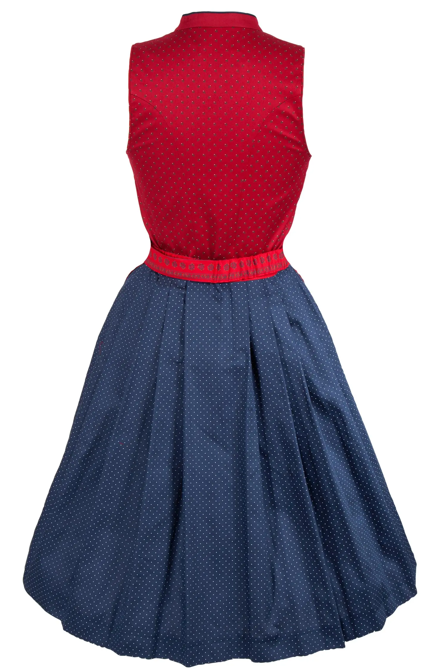 Mini Dirndl Veronika leuchtrot hochgeschlossen hinten