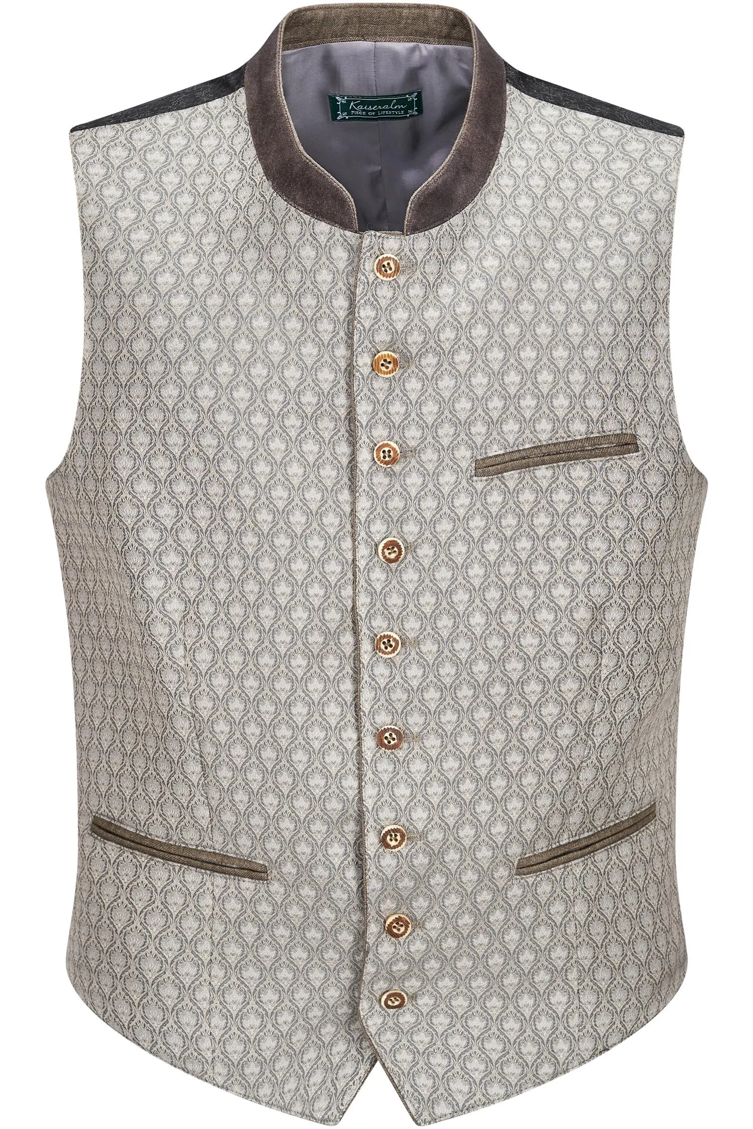 Kaiseralm Weste Brixen in Beige mit Lederkragen