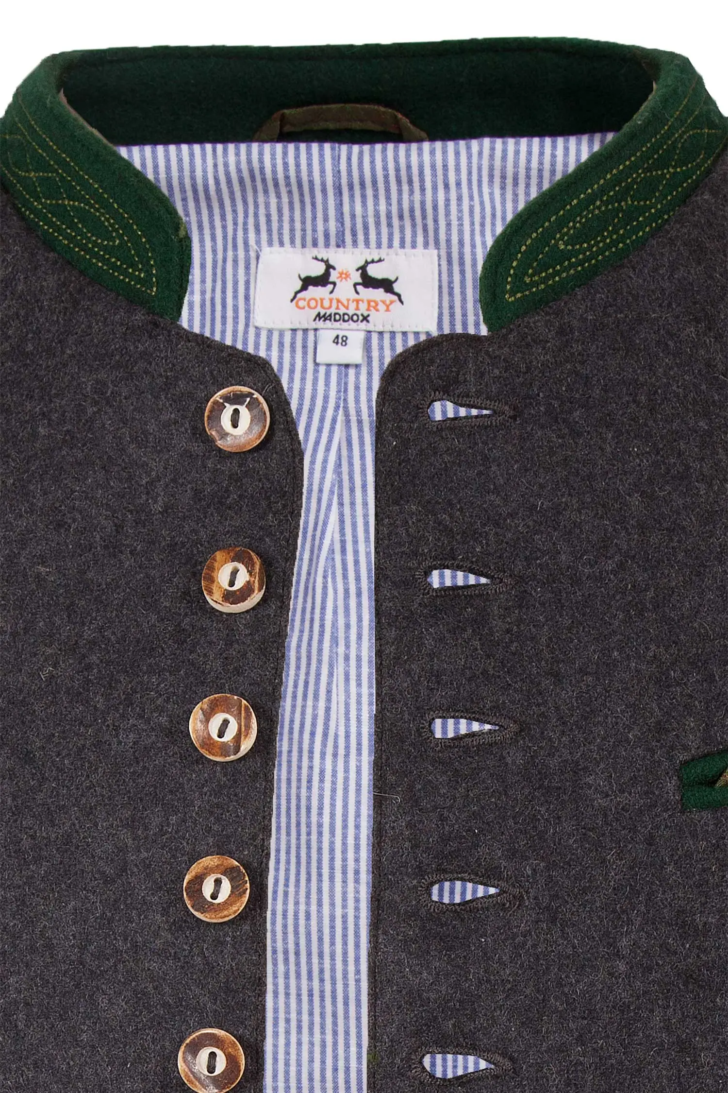 Trachtenweste Neuensee aus Loden in dunkelgrau Kragen