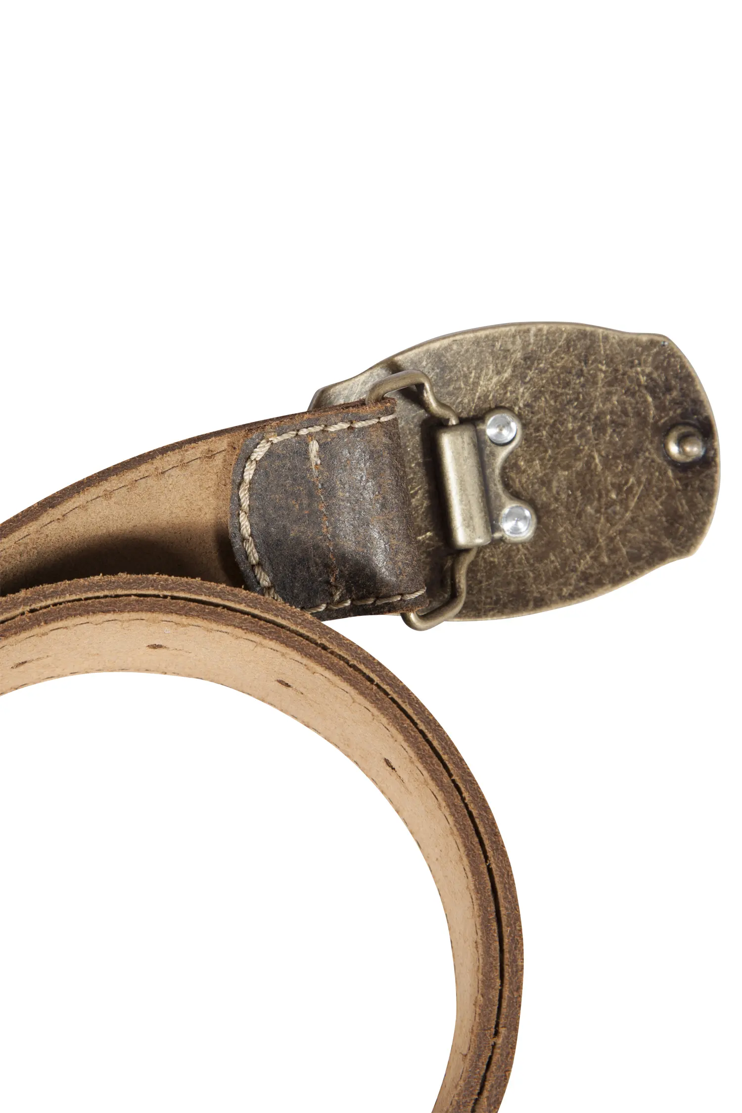 Trachtengürtel dunkelbraun mit ovaler Wappenschließe - Detail