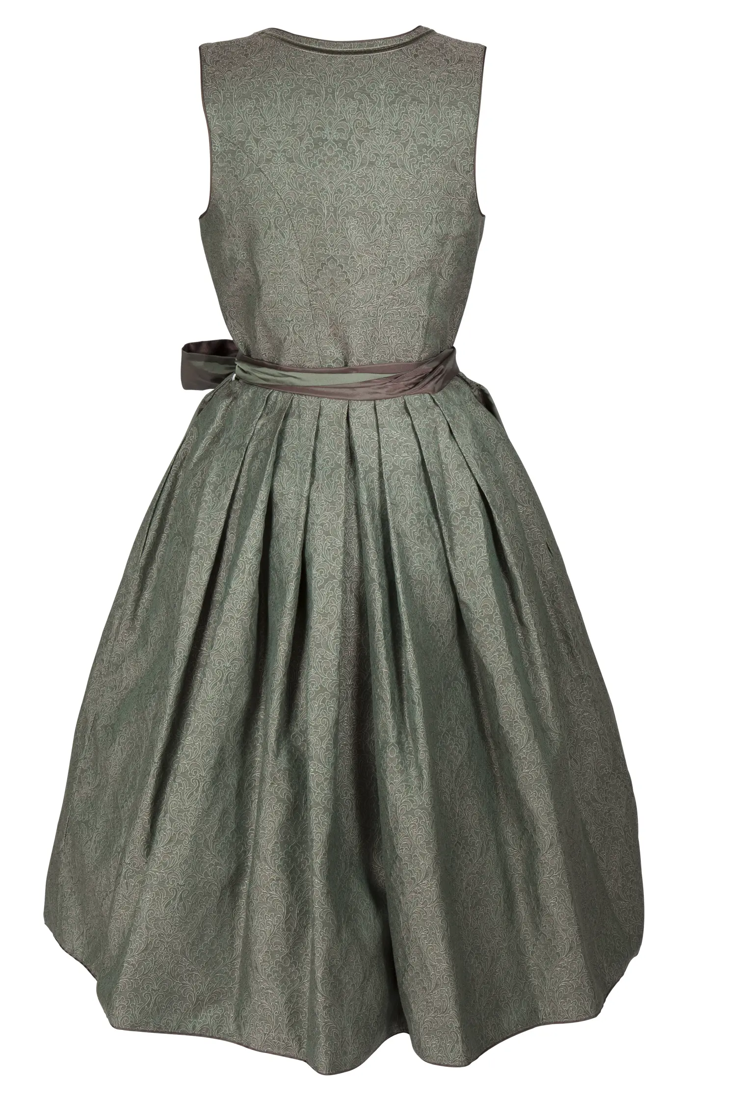 Extravagantes Schimmer-Dirndl in oliv - Rückansicht