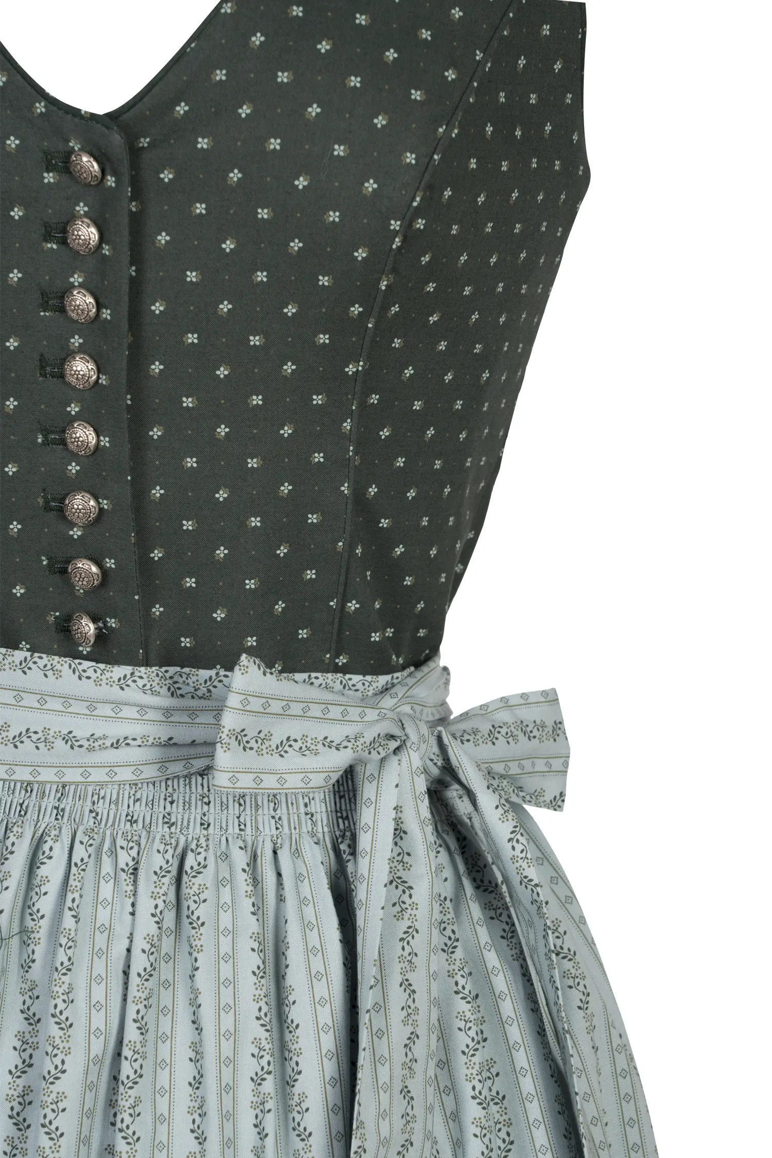 Dirndl Laurita in dunkelgrün - Detail Mieder