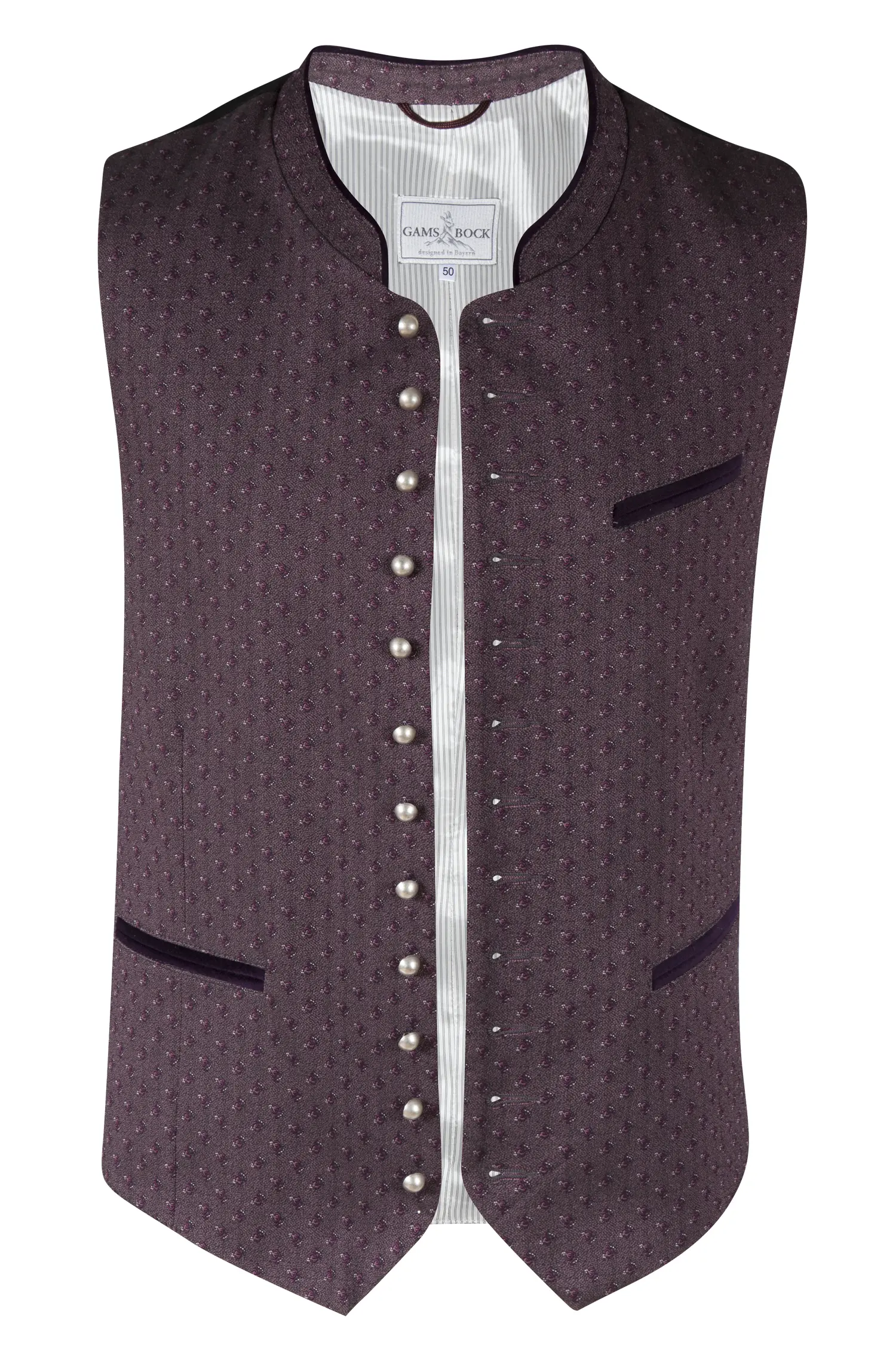 1345-0210-rt8-23-07d-1799 Trachtenweste in bordeaux/lila von Gamsbock