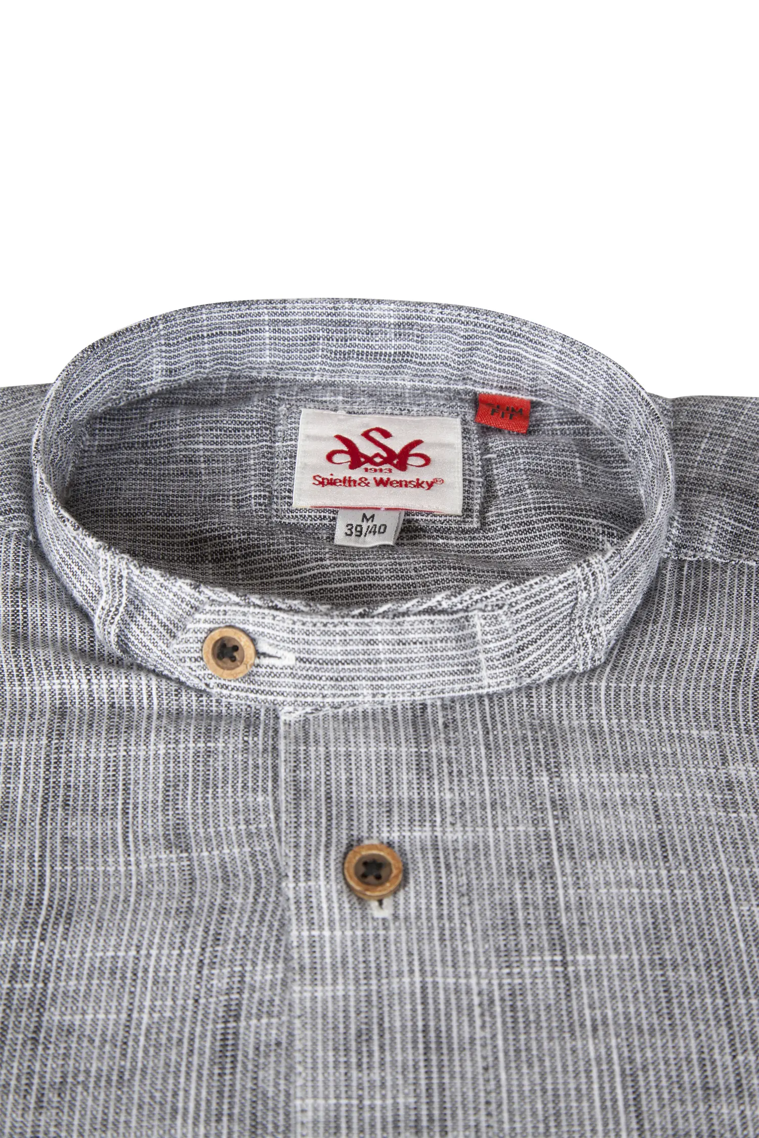 Trachtenhemd Arnold in schwarz mit Stehkragen - Detail Kragen