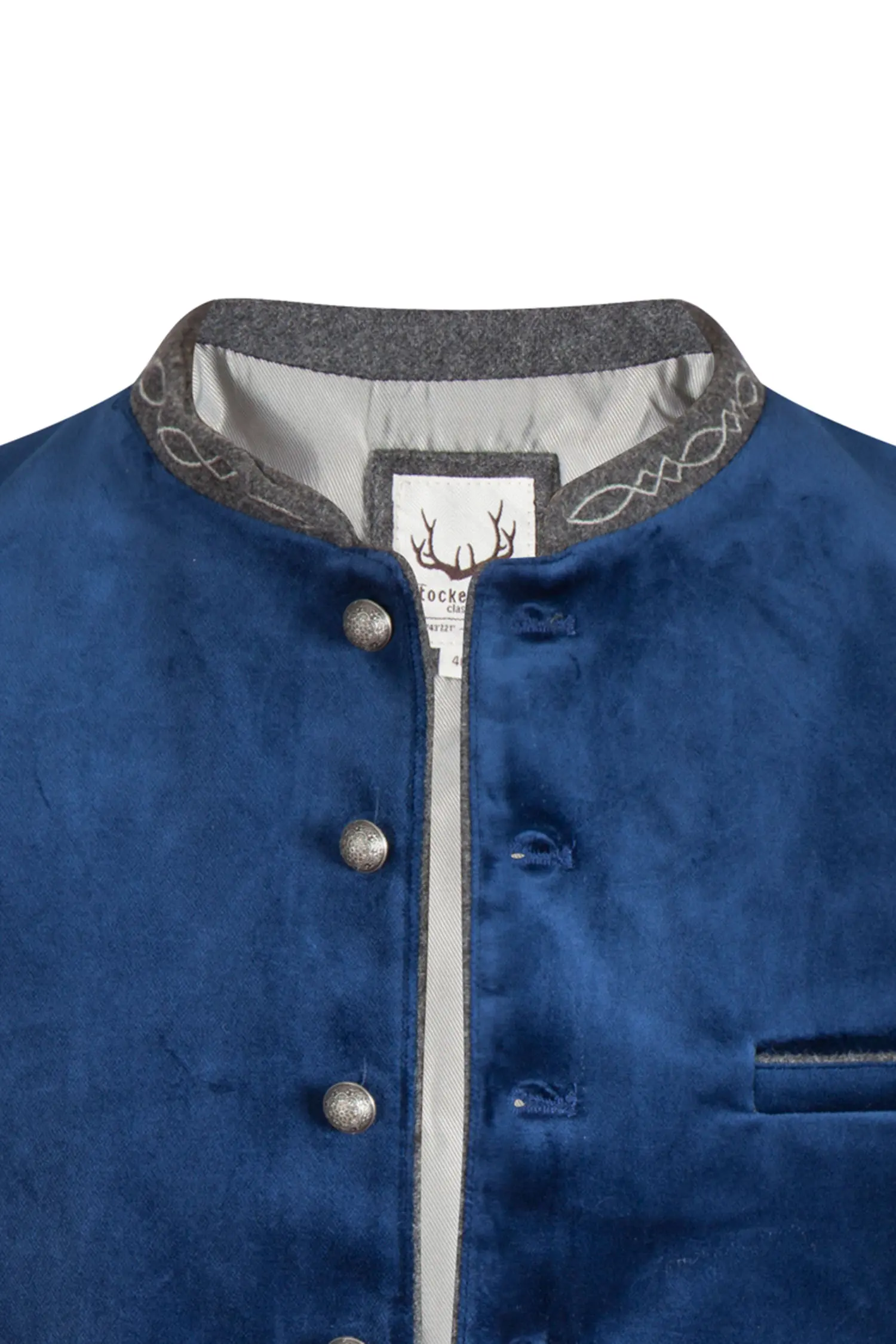 1342-1490-BL8-23-05-e7122-c Trachtenweste Lorenzo in dunkelblau - Detail Knöpfe