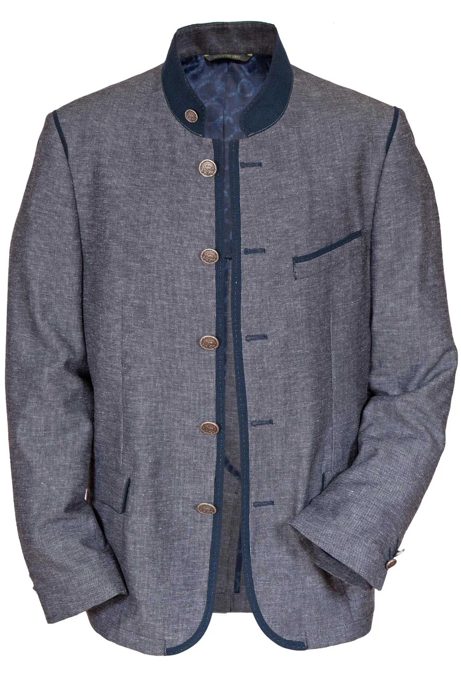 Herren Trachten Janker Kochel aus Leinen in graublau