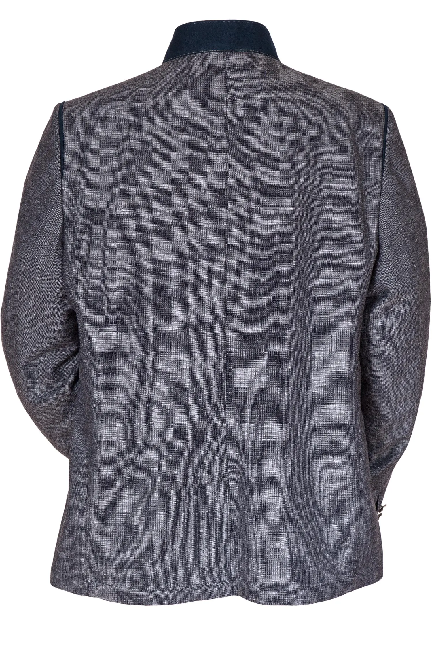 Herren Trachten Janker Kochel aus Leinen in graublau hinten