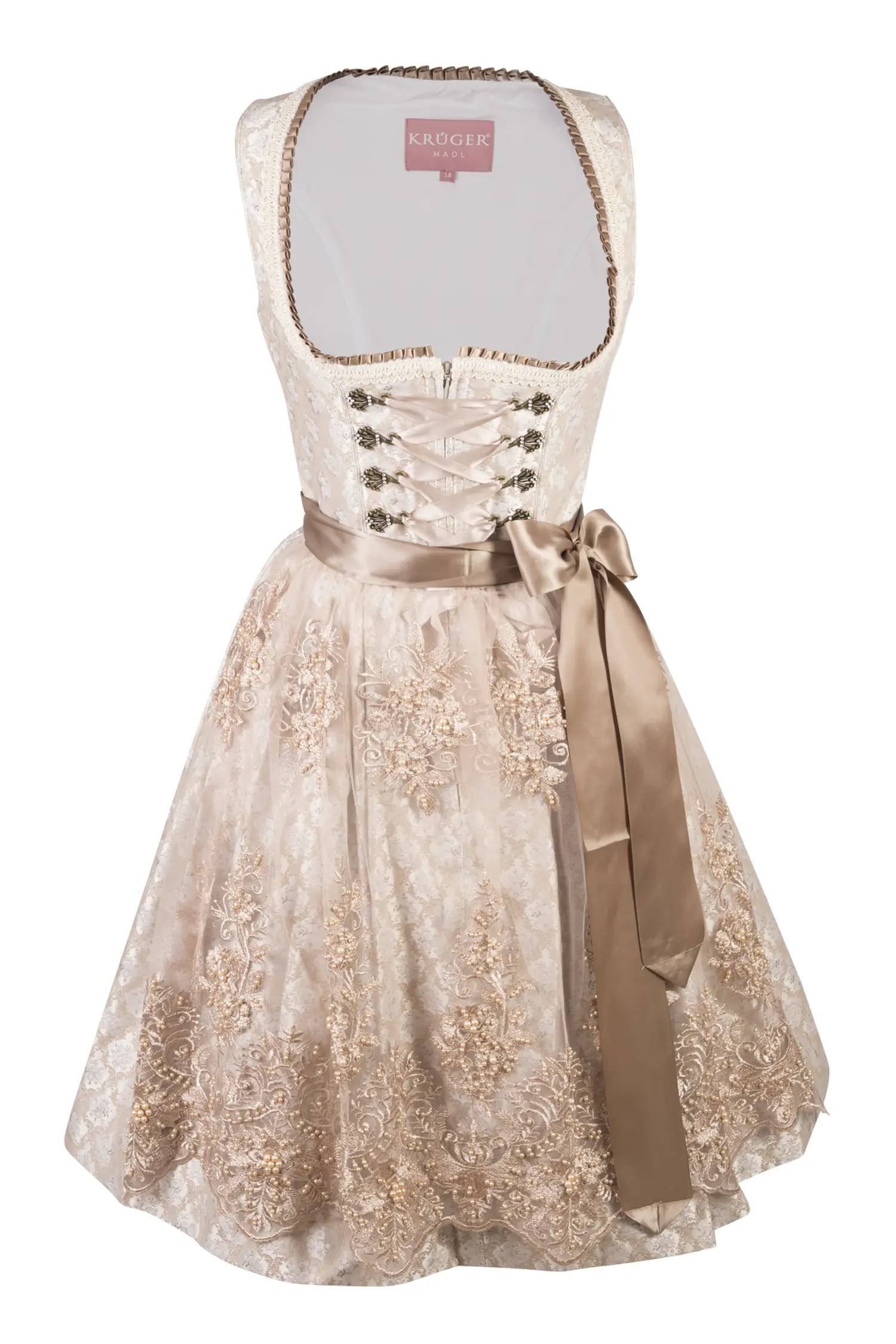 Dirndl Marcy in champagner als Brautdirndl
