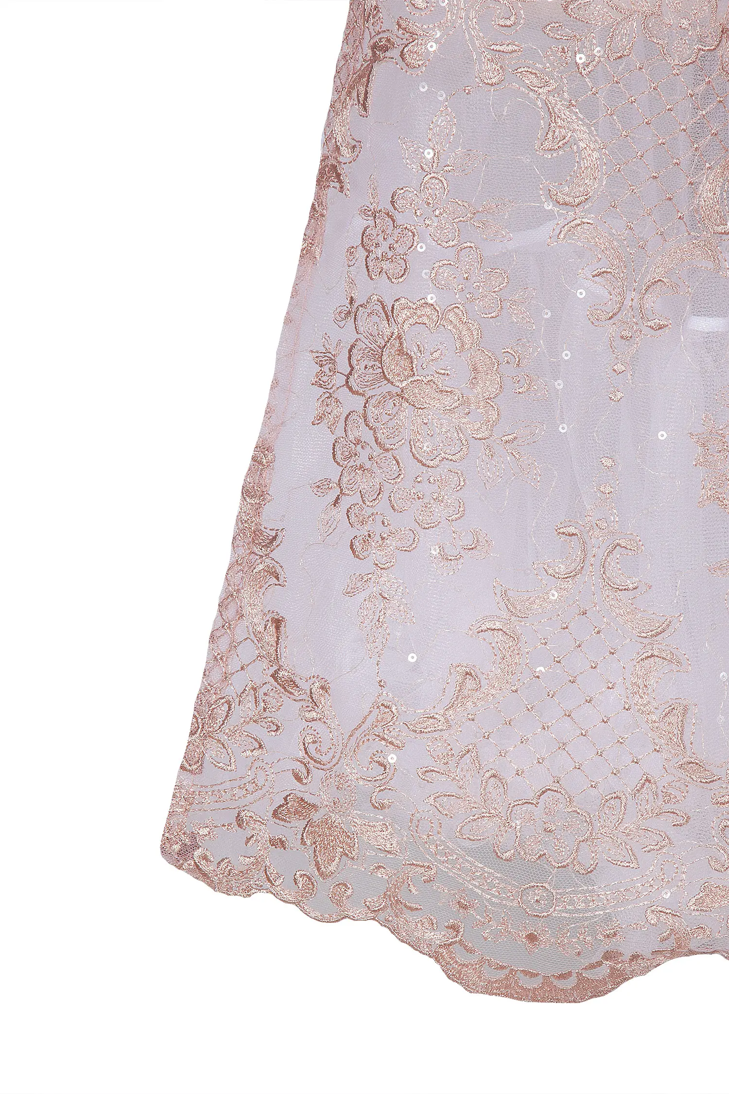 Dirndlschürze Benita aus Spitze in rose 65 cm - Detail Pailetten