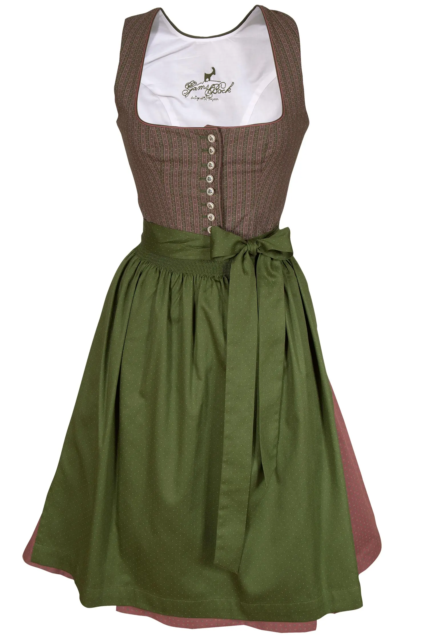 Midi Dirndl Ramona in oliv und mattem beere 
