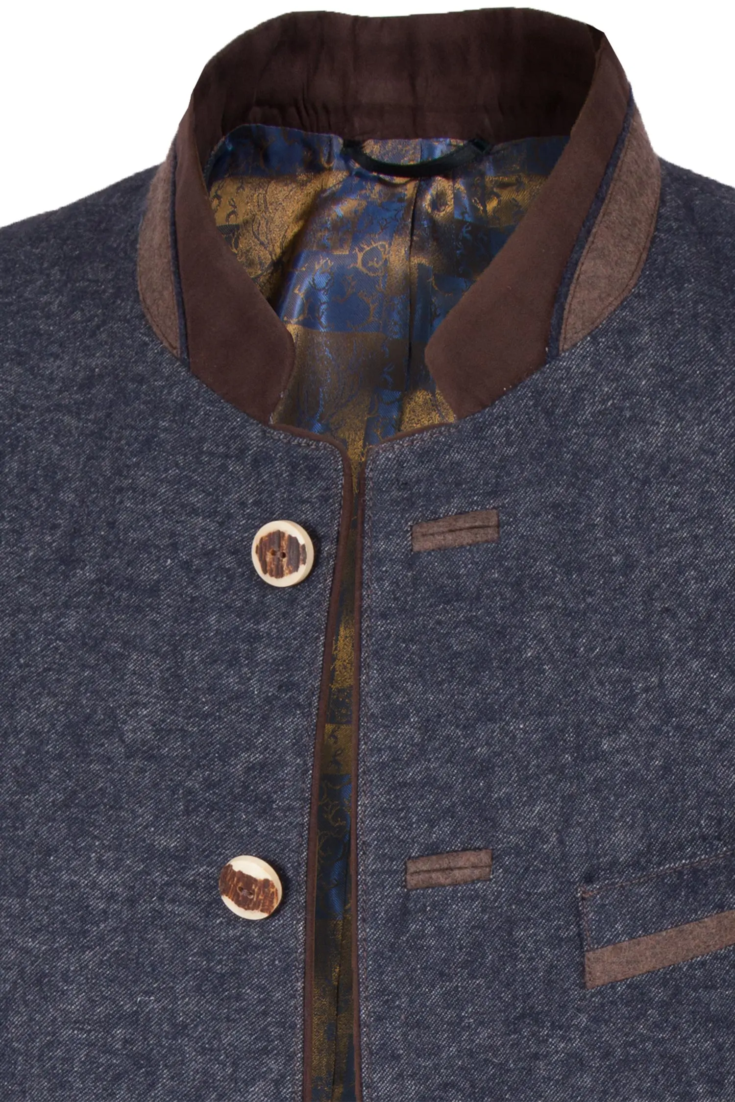 Herren Trachten Janker Baden in dunkelblau Detail