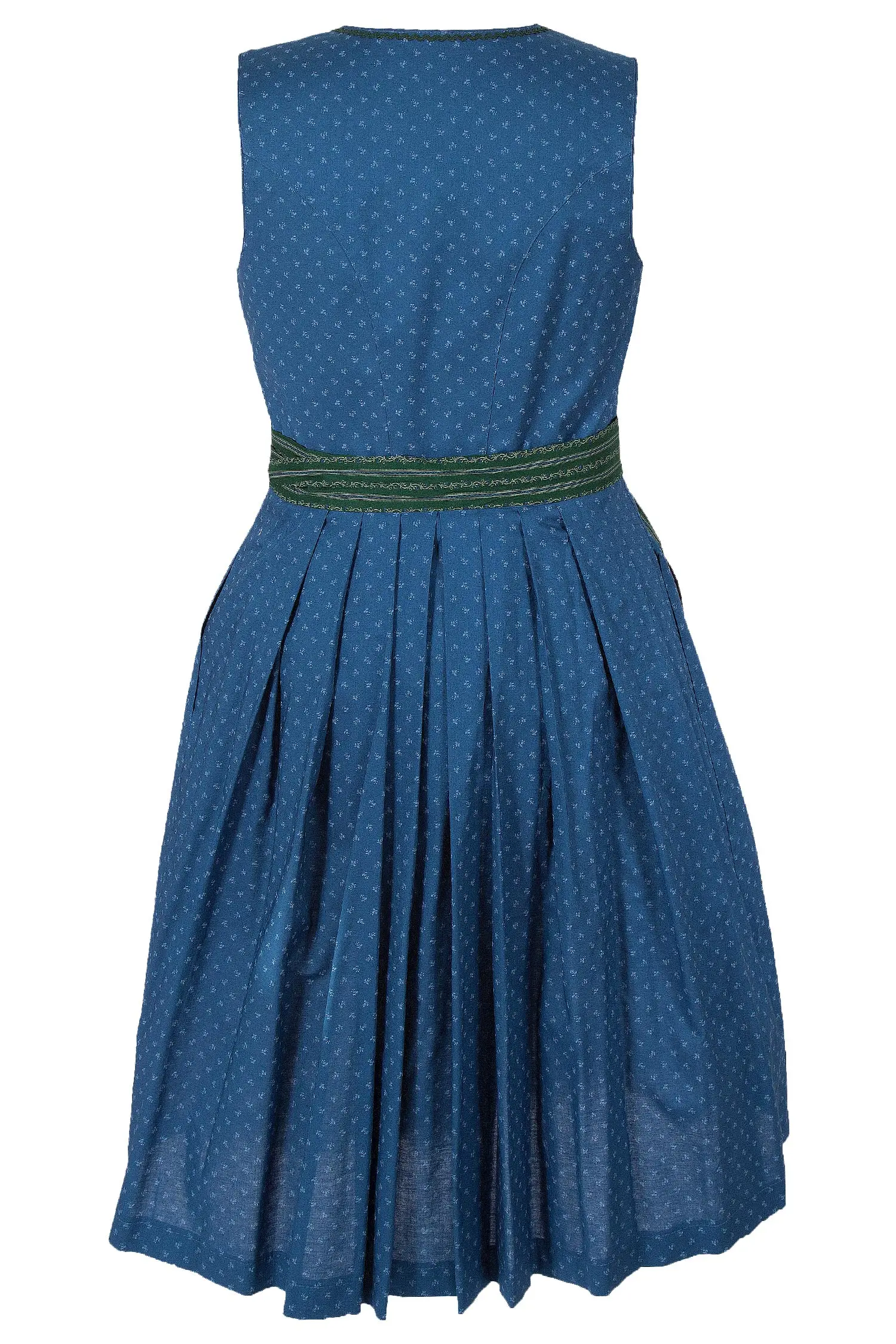 Midi Dirndl aus Baumwolle in blau und dunkelgrün XXL hinten