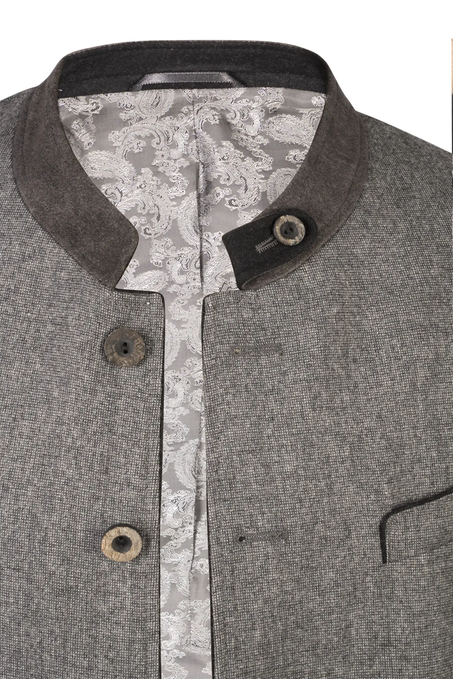 Stretch Herren Trachtenjanker Türnitz in grau - Detail