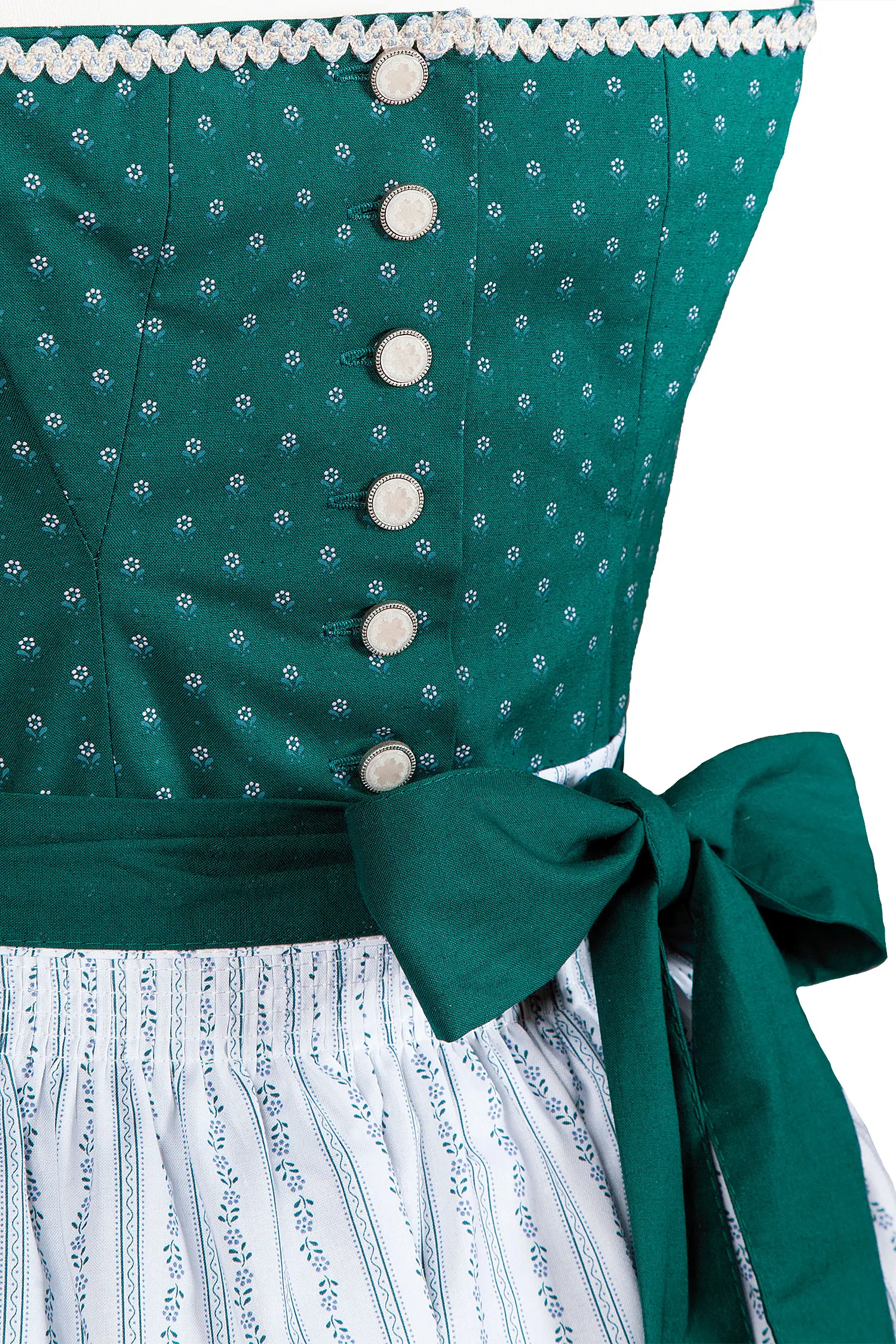 Dirndl "Kamilla" in Smaragdgrün - Detail Büste