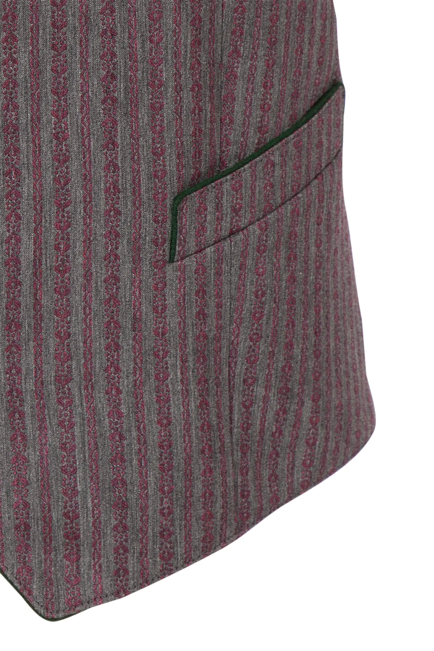 Trachtenweste Ansbach in grau mit weinrot Detail