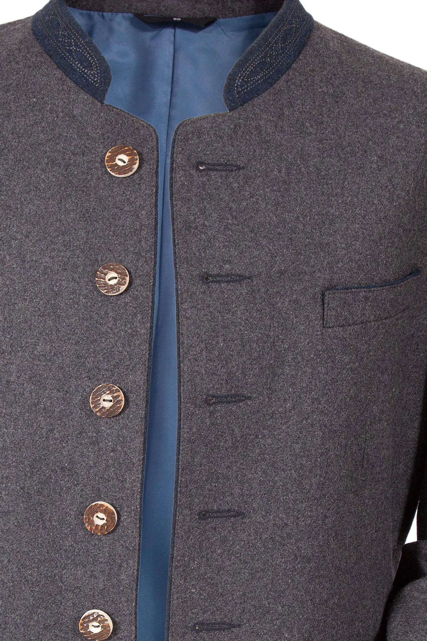 Herren Trachten Janker Titus in grau aus Loden Detail