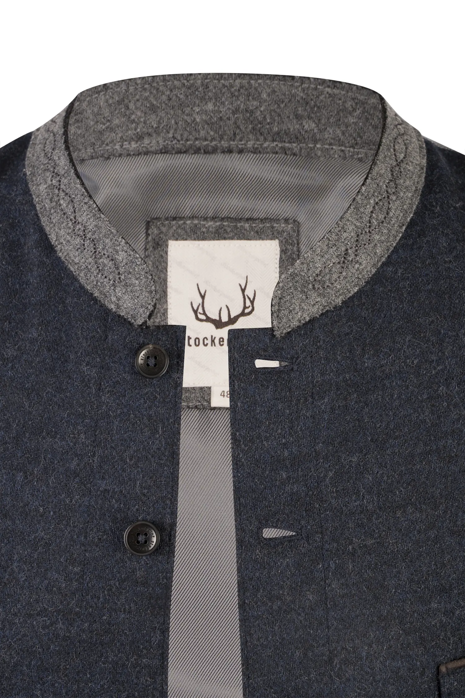 Trachtenweste Jules in dunkelblau / grau - Detail