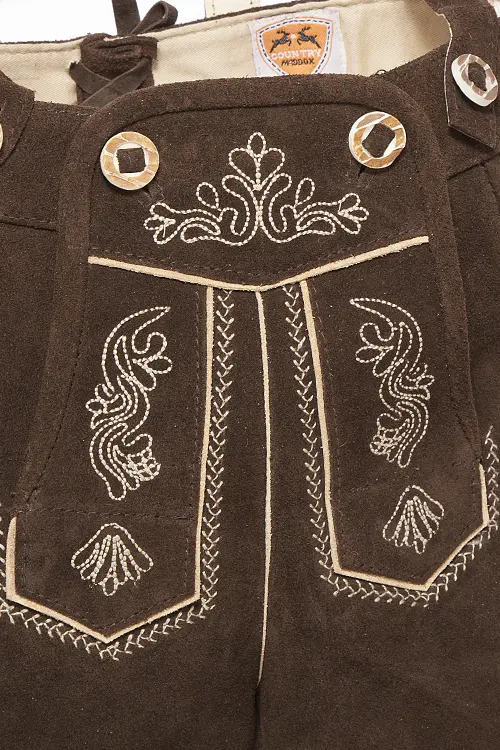 Kinder Lederhose kurz mit Träger in braun 6