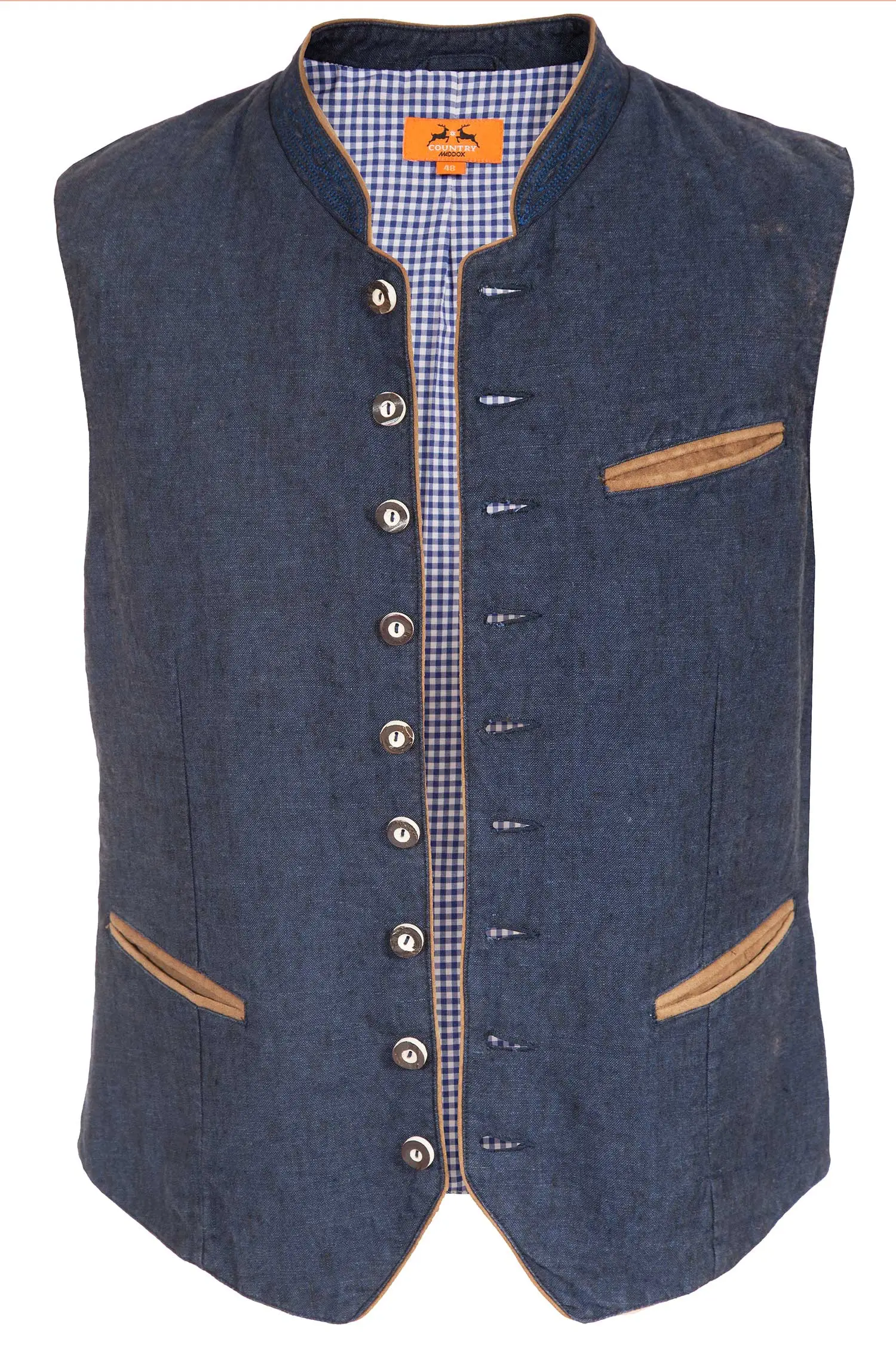 Trachtenweste aus Leinen in dunkelblau used Optik