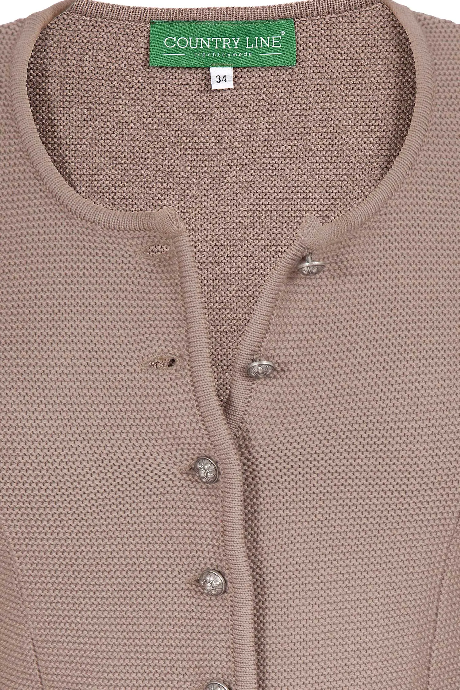 Strickjacke Trachtenjacke Damen taupe schlamm detail