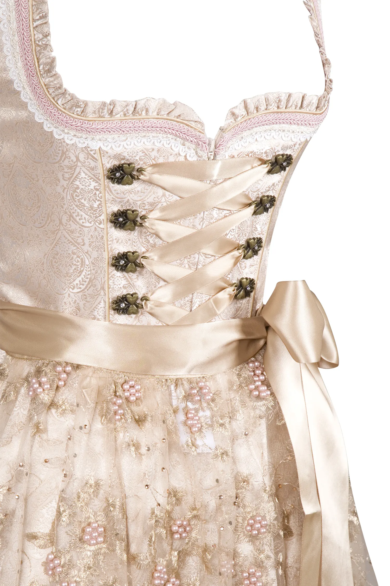 Dirndl Kailia in goldfarben / taupe - Detail Mieder