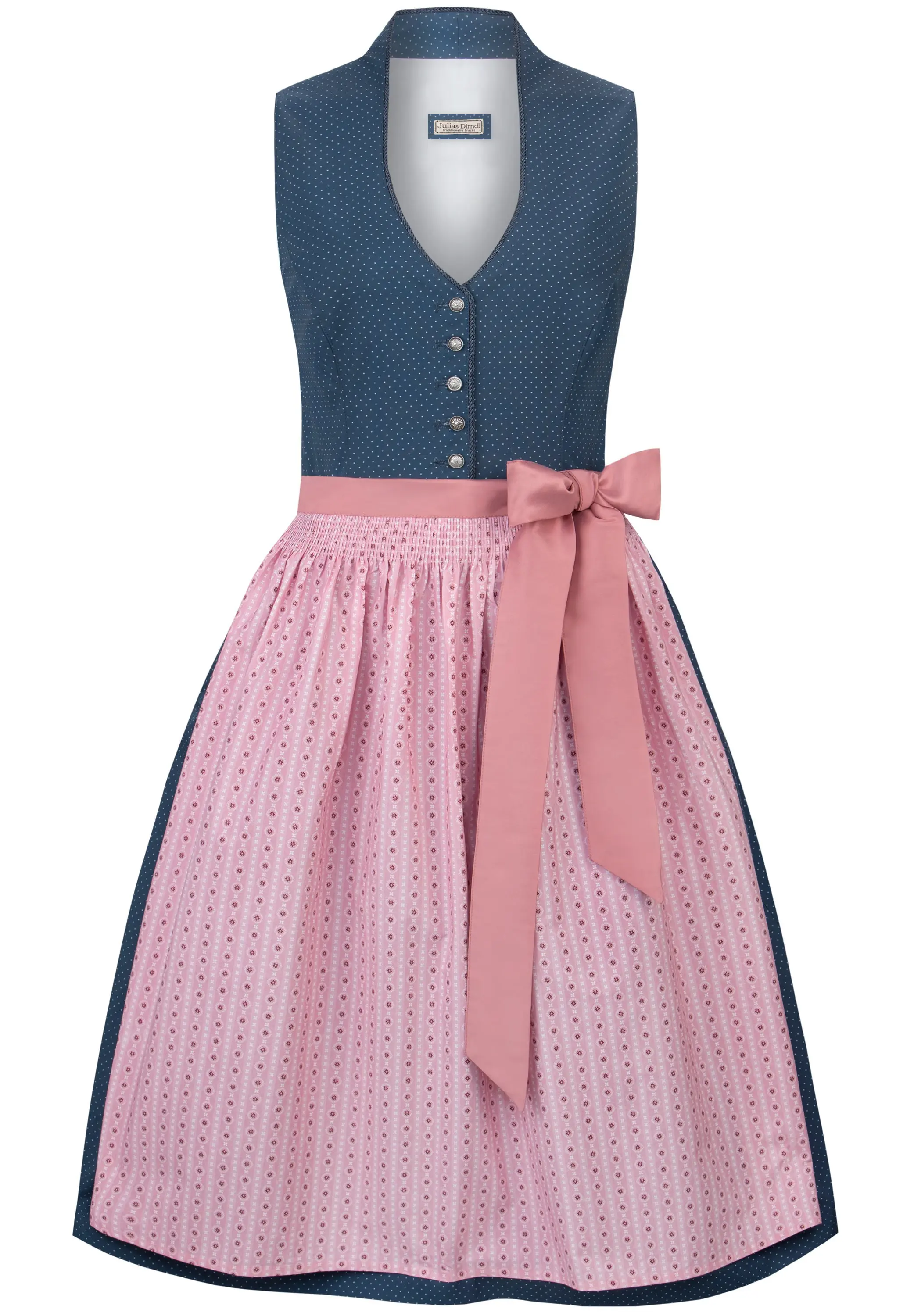 Dirndl Marina in blau mit rosa Schürze