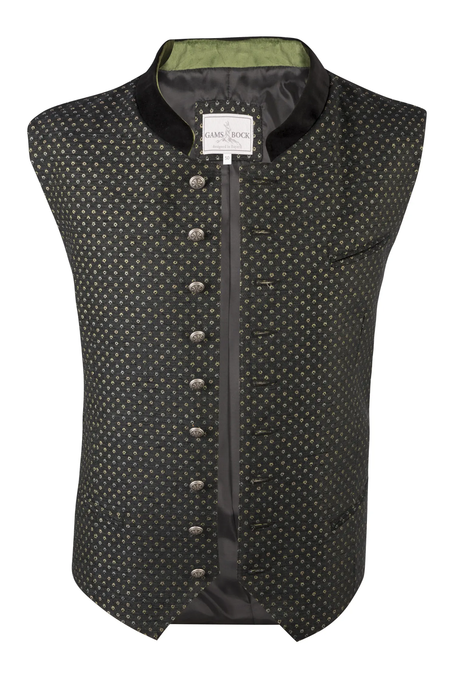 1345-0229-gn9-23-09-2802965 Herren Trachtenweste Leopold in dunkelgrün