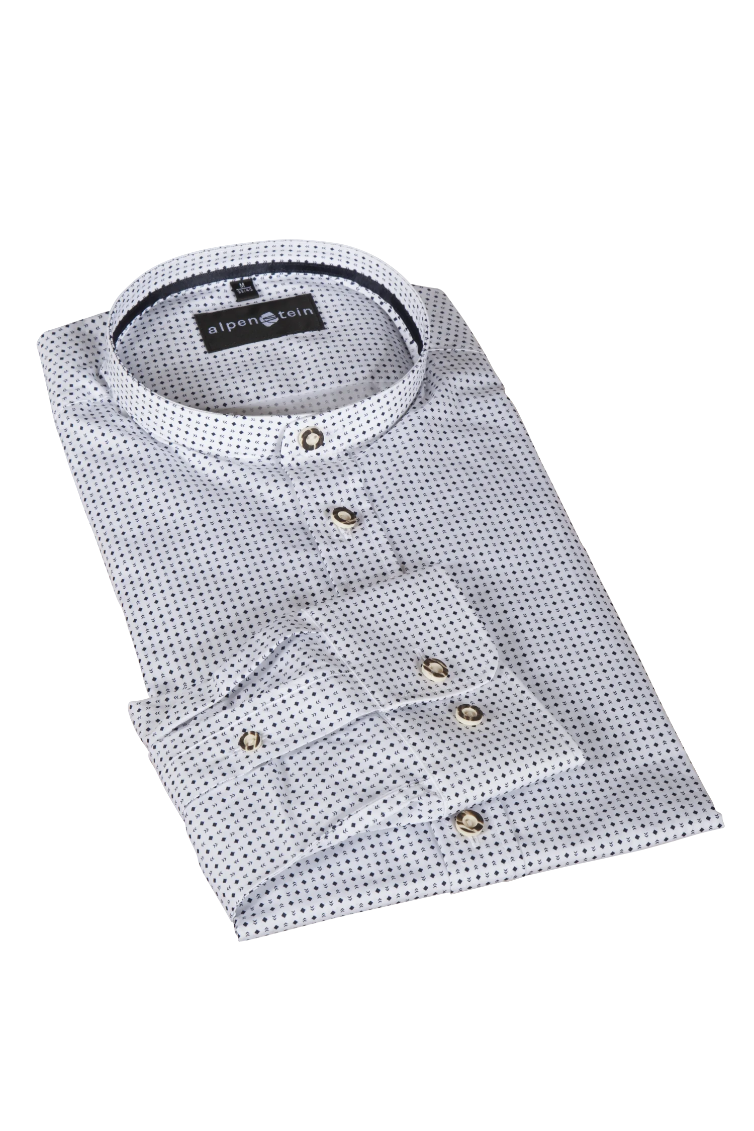 Trachtenhemd in weiß mit blauem Muster