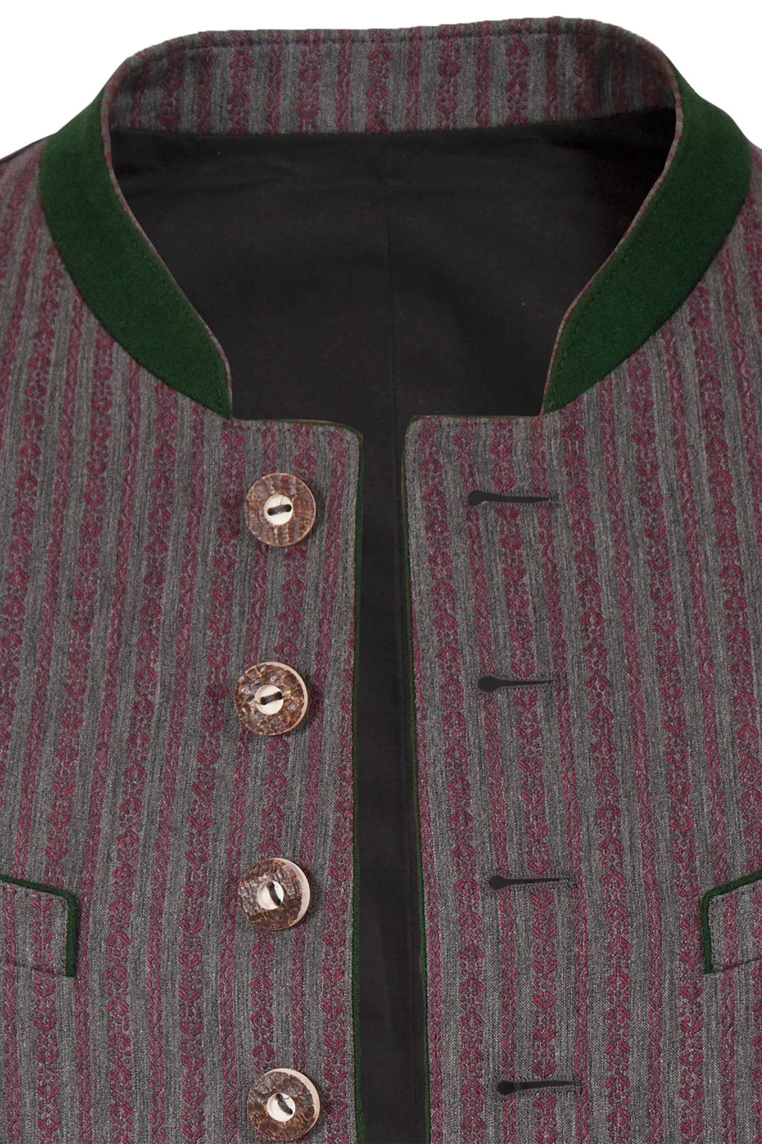 Trachtenweste Ansbach in grau mit weinrot Kragen