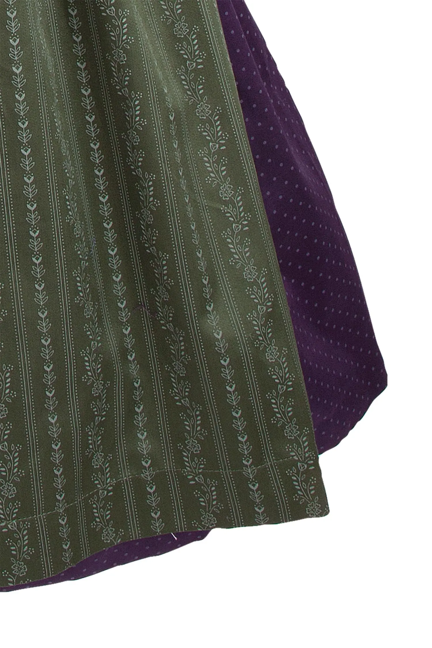 Midi Dirndl Kathi in aubergine und dunkelgrün XXL Schürze
